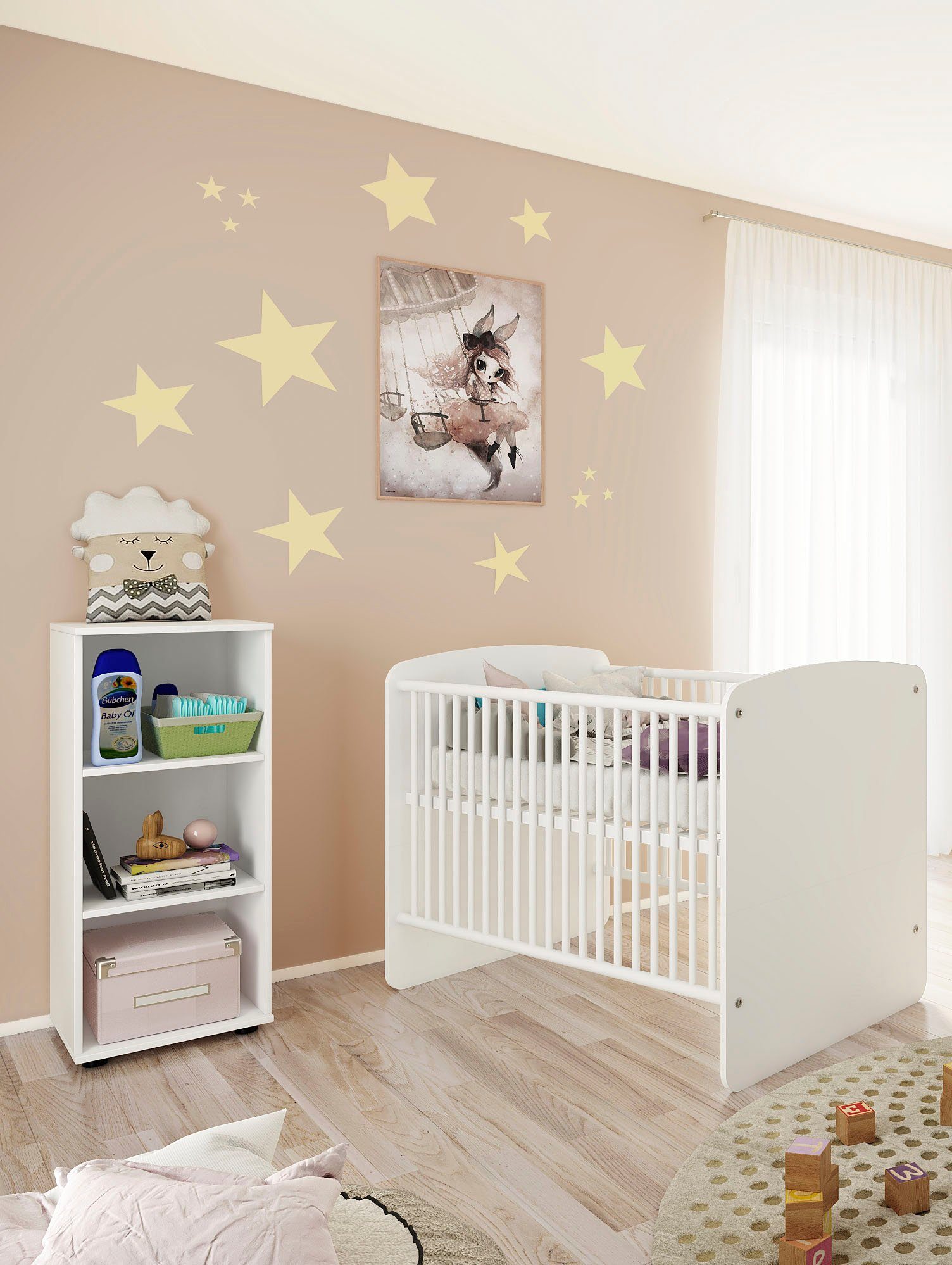 Lüttenhütt Kinderregal Luna Hanna, Standregal mit 3 geräumigen Fächern, verstellbaren Böden