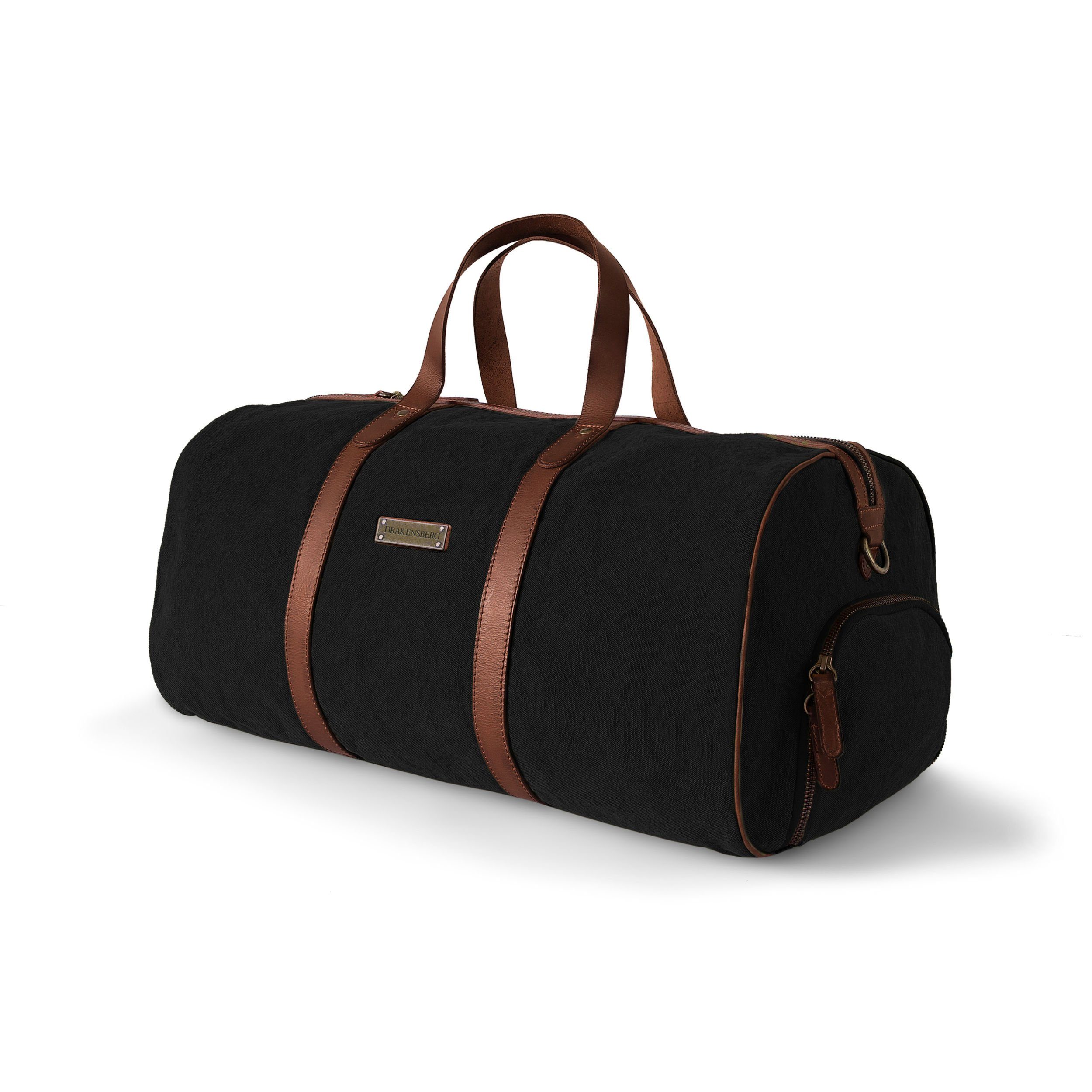 DRAKENSBERG Reisetasche Weekender Toby Schwarz, Sporttasche mit Schuhfach für Damen und Herren, Canvas und Büffelleder