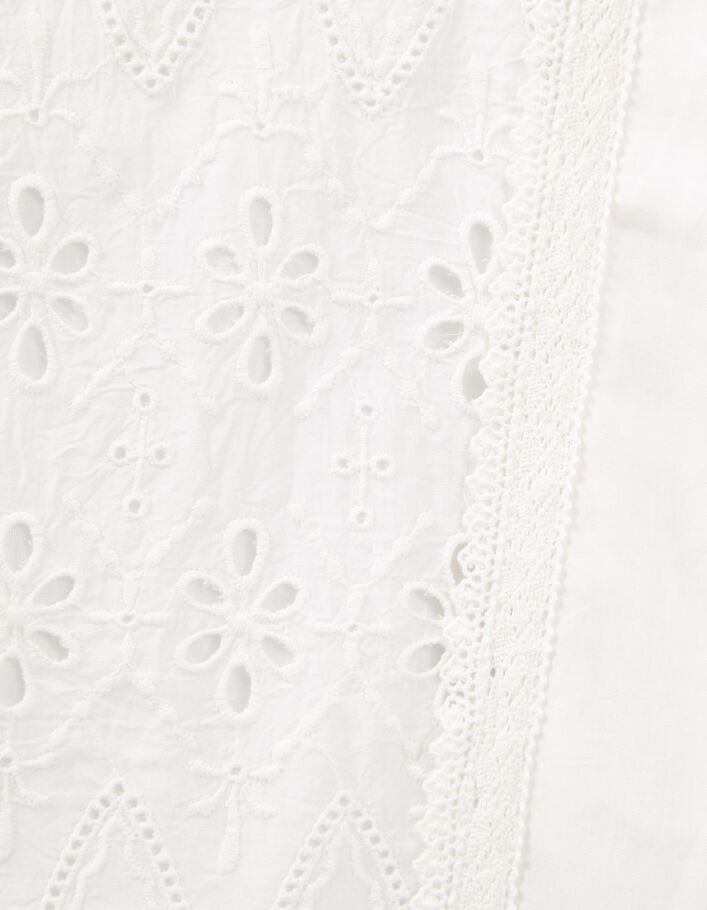 Blouse blanc cassé à plastron dentelle fille