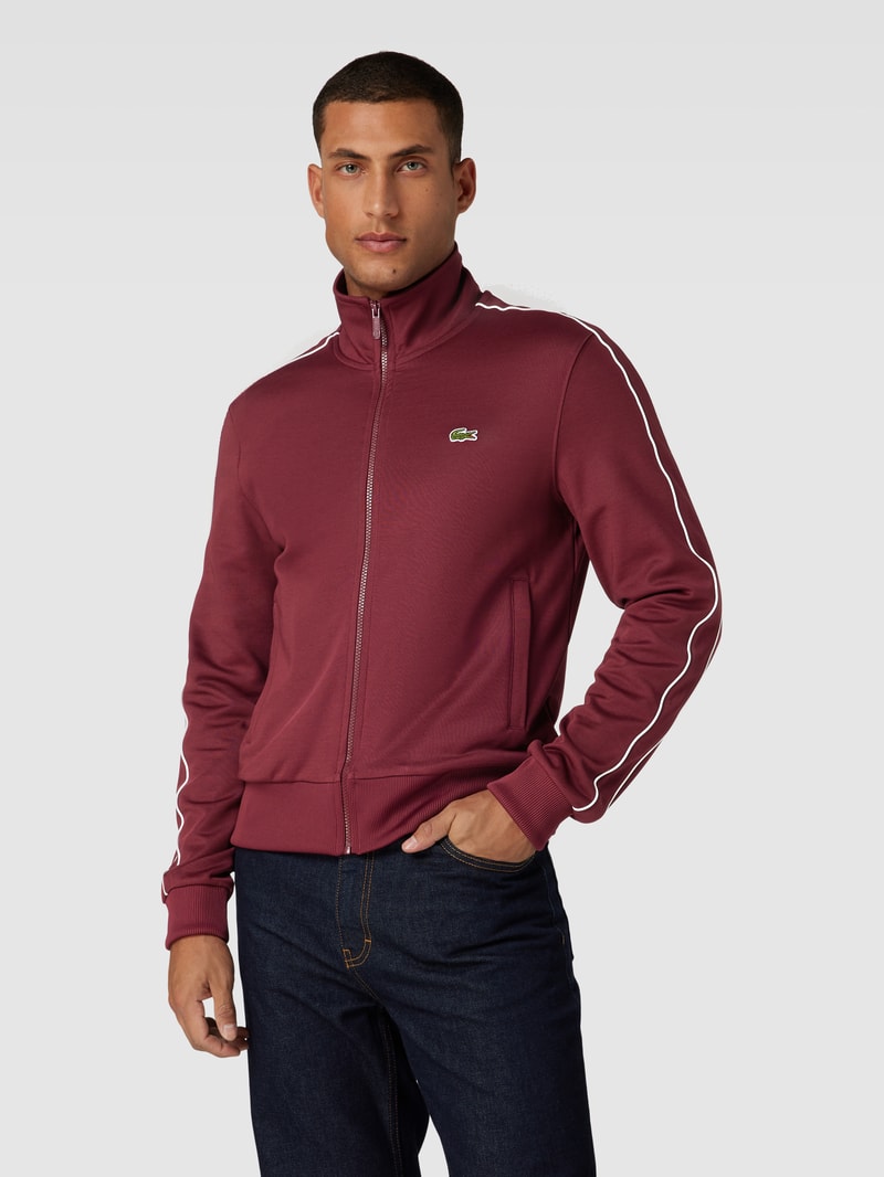 Sweatjacke mit Stehkragen in bordeaux rot