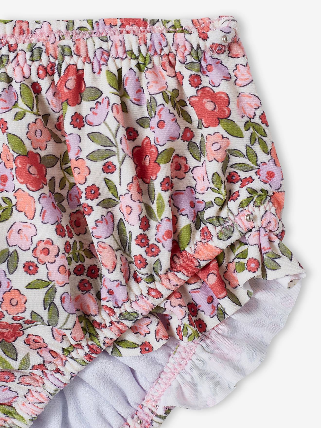 Vertbaudet Mädchen Baby-Set mit UV-Schutz: Shirt, Badehose & Sonnenhut Oeko-Tex - rosa