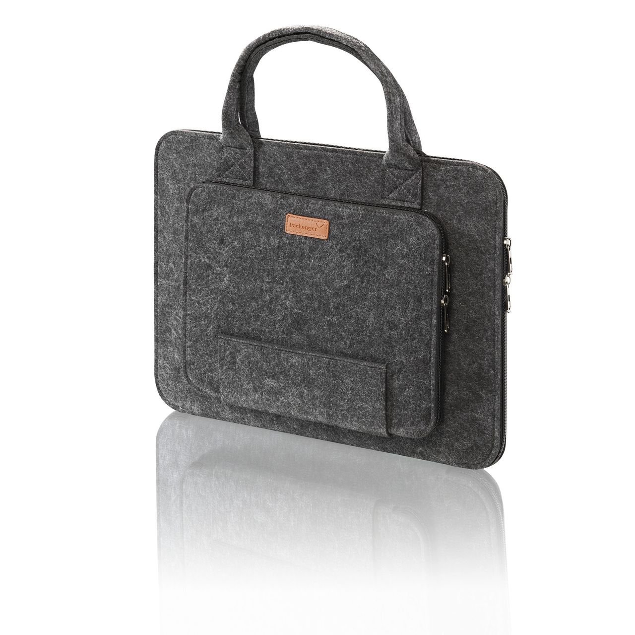 Weles Packenger Filz-Laptoptasche 15,6 Zoll, Laptophülle, Notebooktasche, Schutzhülle, 43 x 31,5 x 3 cm, grau