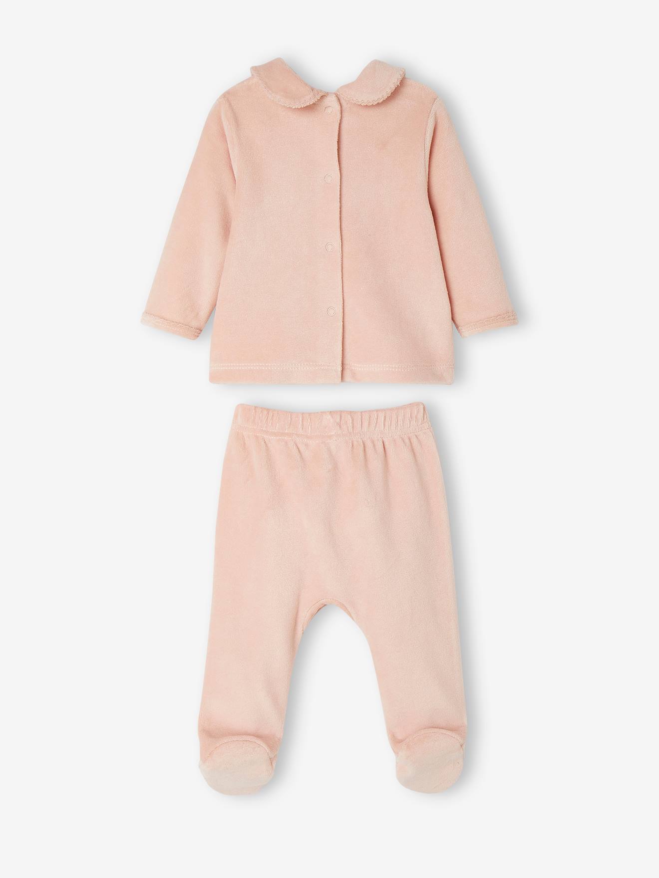 Vertbaudet Weihnachtlicher Baby Samt-Schlafanzug Oeko-Tex - pudrig rosa