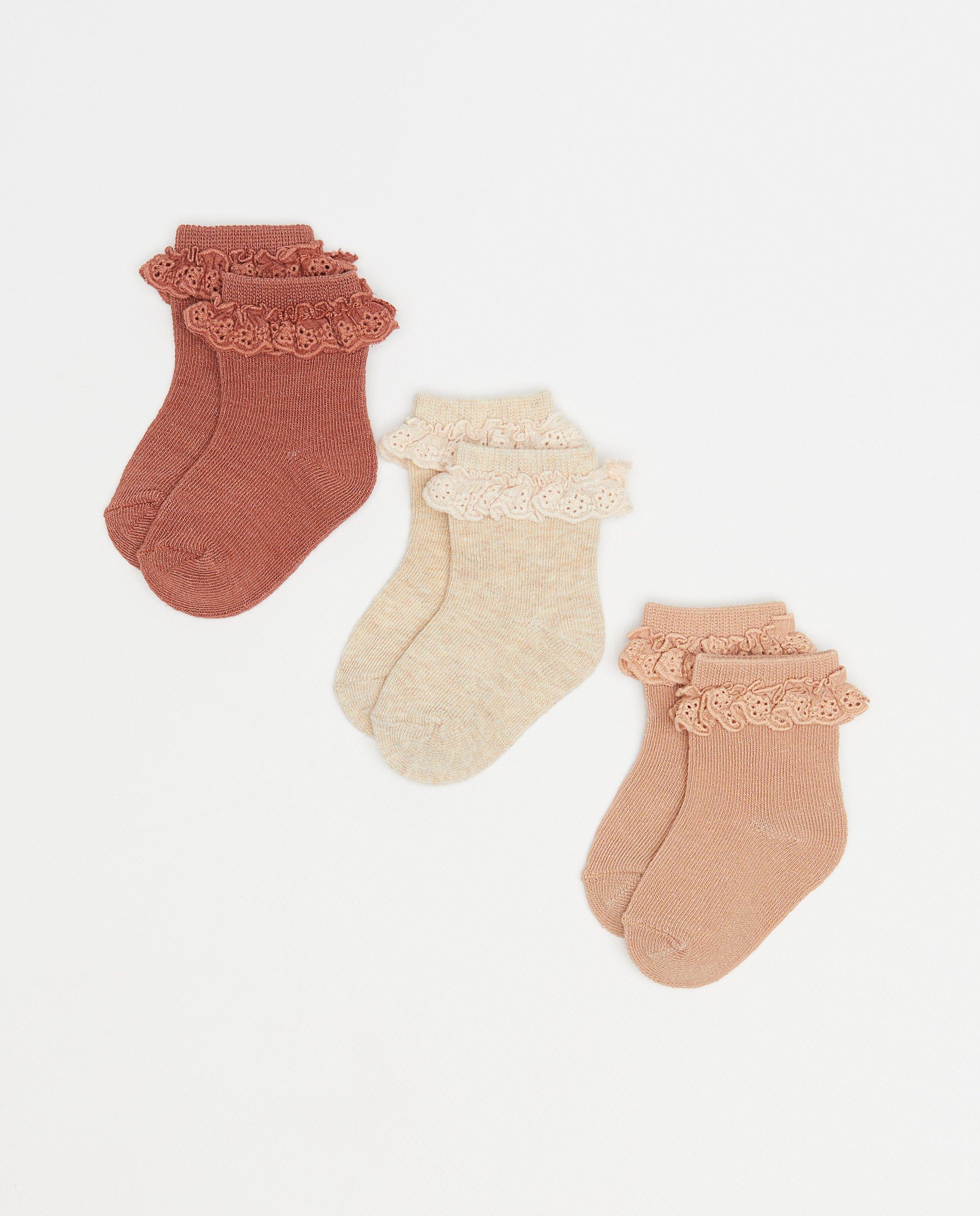 Set de 3 perechi de șosete roz „Cuddles and Smiles”