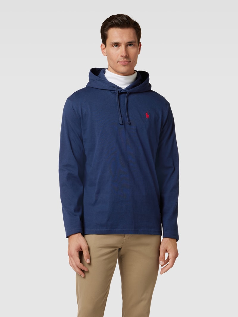 Hoodie mit Logo-Stitching in marineblau