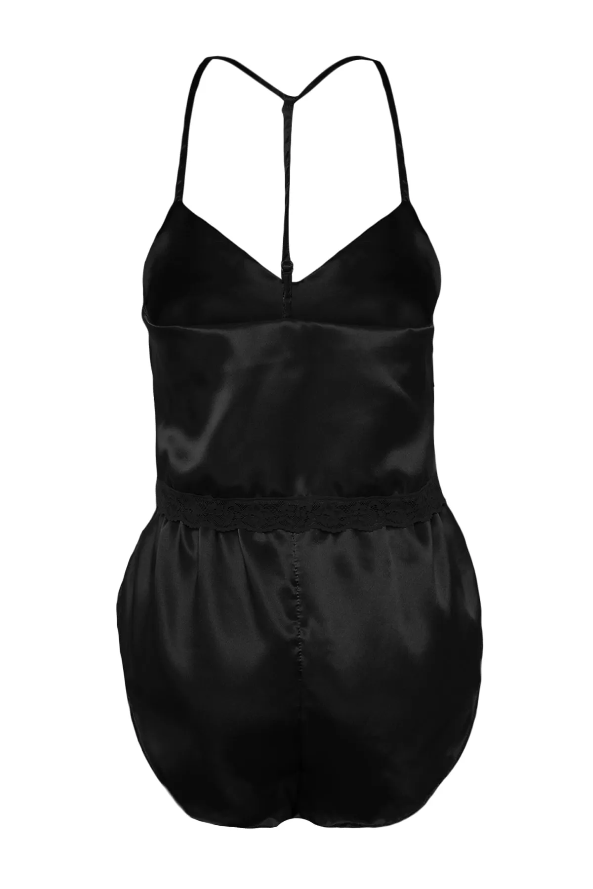 Trendyol Collection  Schwarzes Pyjama-Set aus gewebtem Satin mit Spitzendetails und Seilträgern THMSS22PT0264
