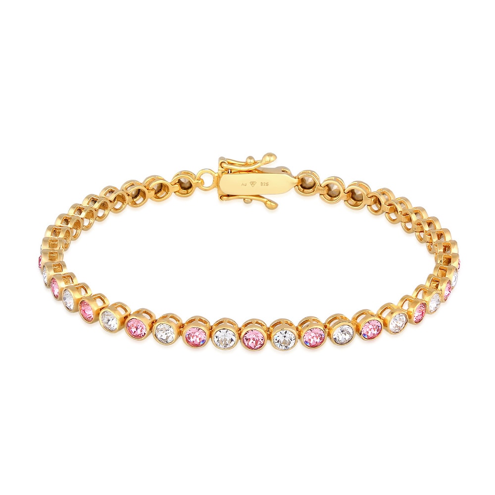 Elli PREMIUM Elli PREMIUM Bracelet Femmes Tennis Tendance étincelante avec cristaux Rose en ar Bracelet