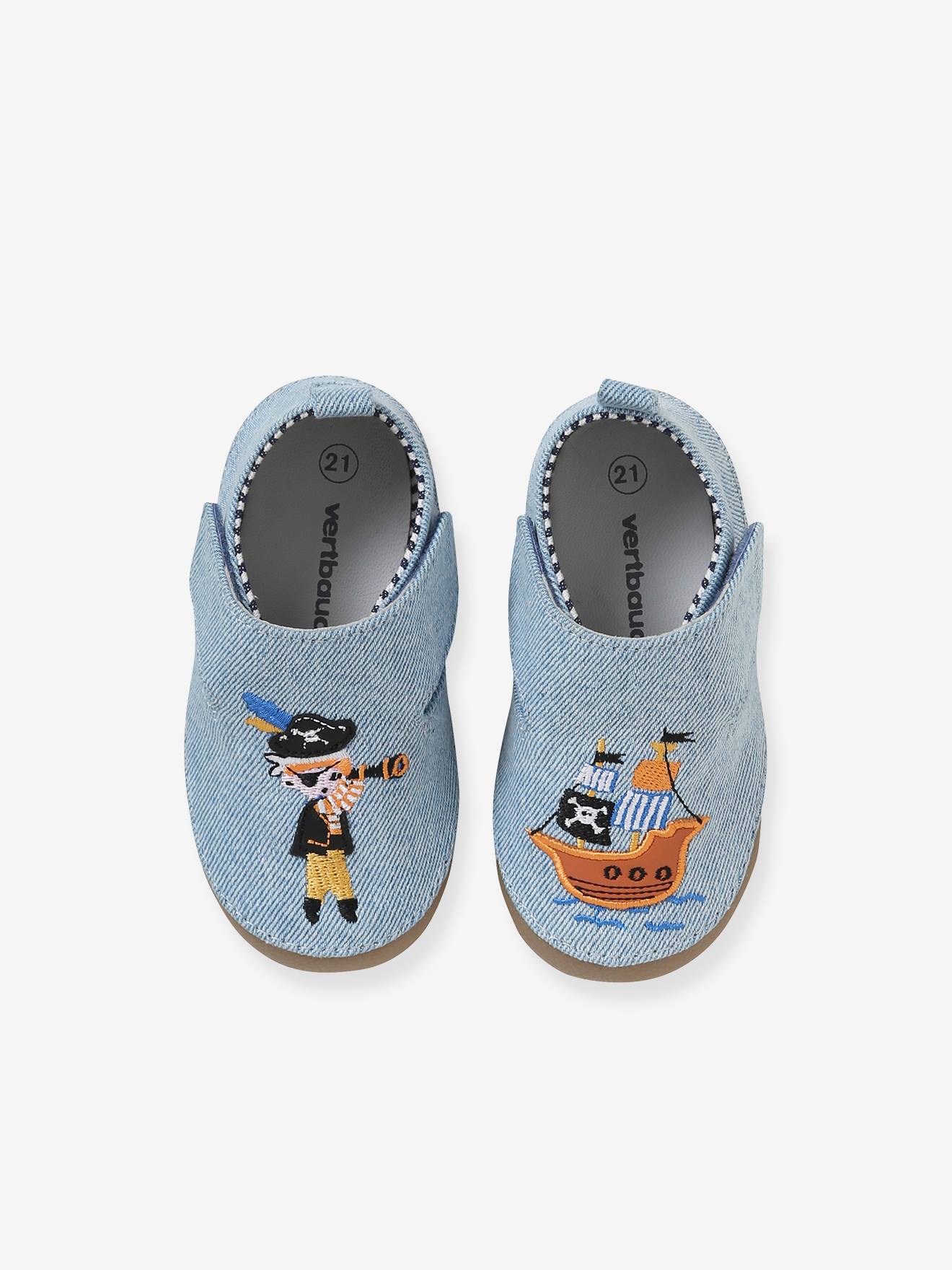 Chaussons scratchés bébé garçon en toile denim denim