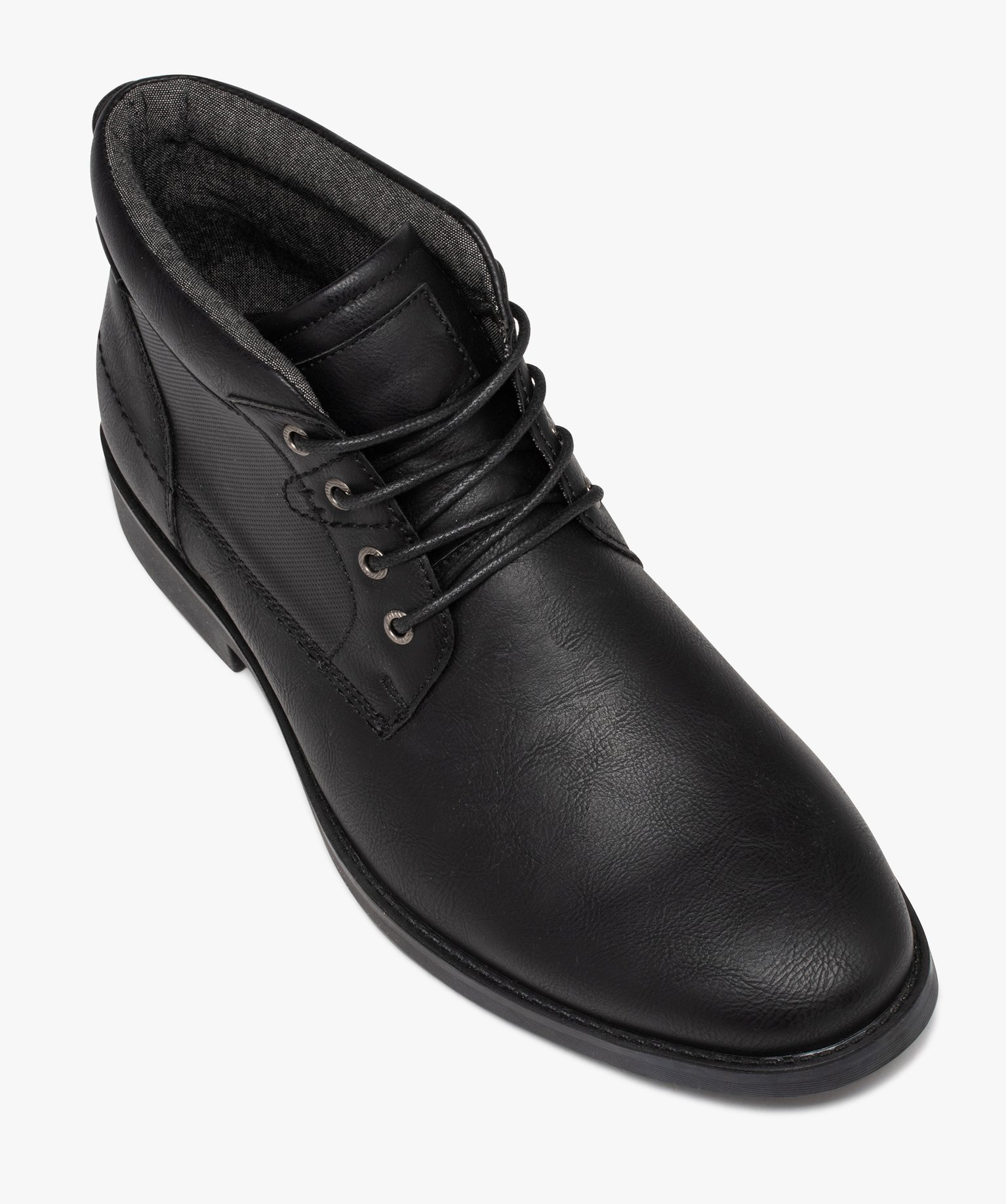 Boots homme unies style casual à lacets noir | GEMO