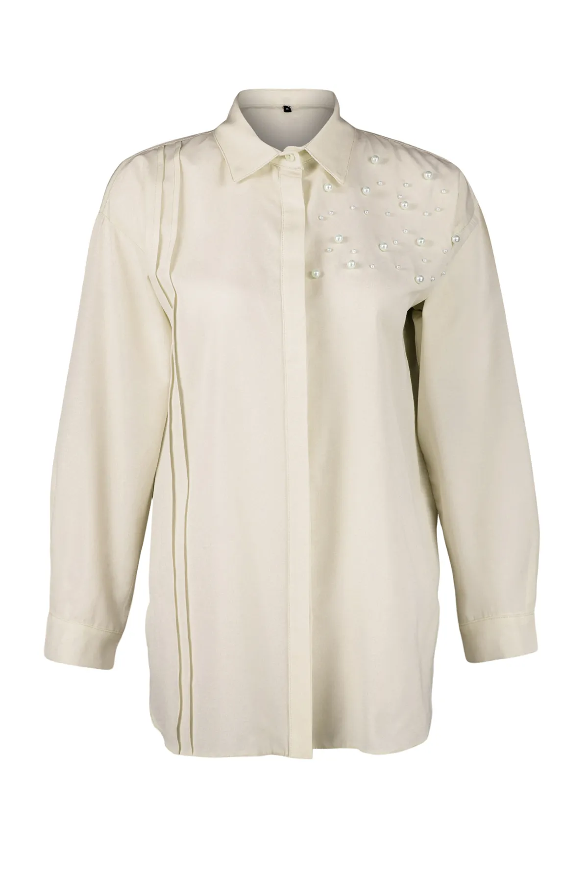 Trendyol Modest  Gewebtes Hemd aus Baumwolle mit Steinperlendetail TCTSS24TG00032