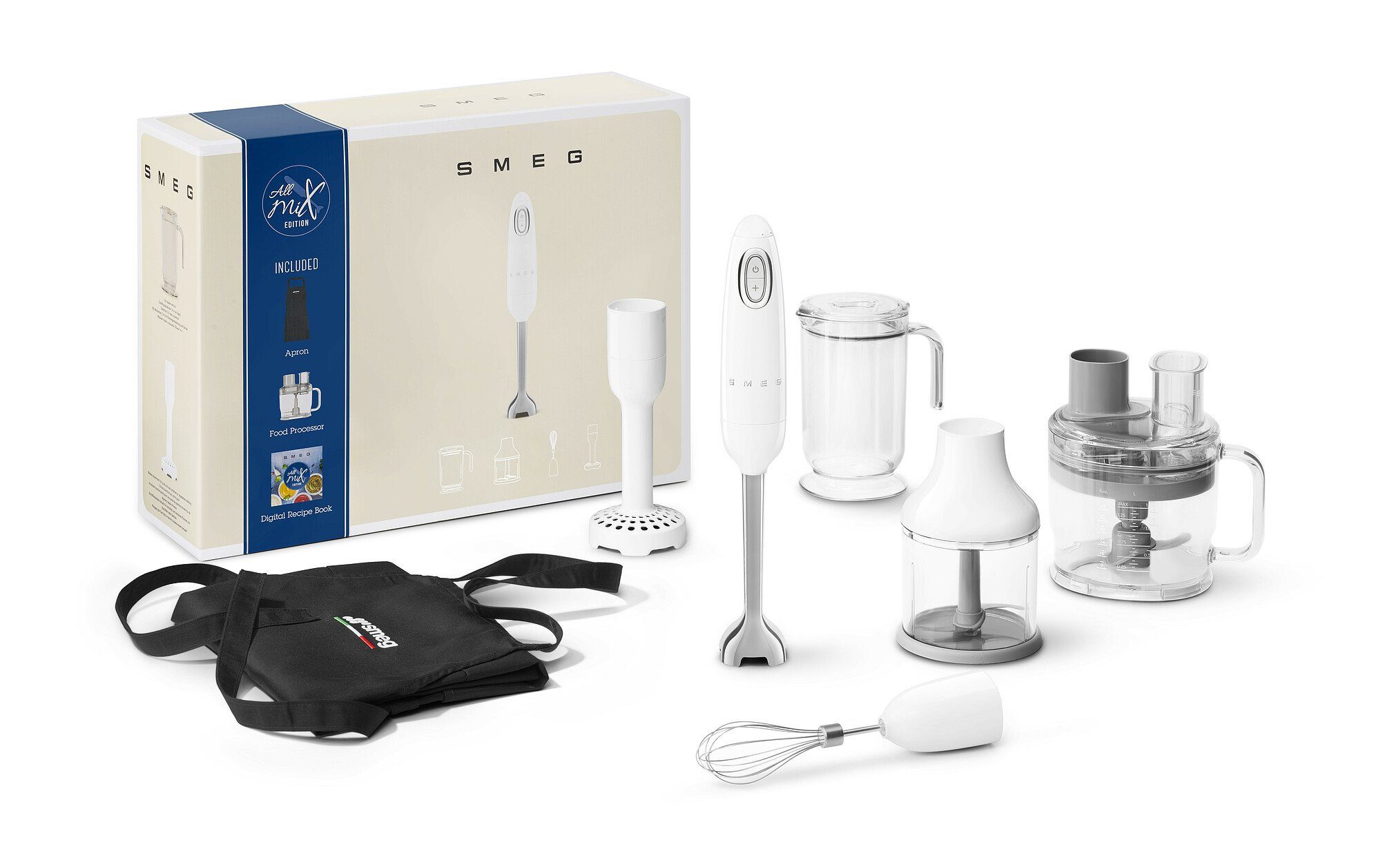 Smeg Stabmixer HBF12WHEU Stabmixer AllMix Edition mit Zubehör