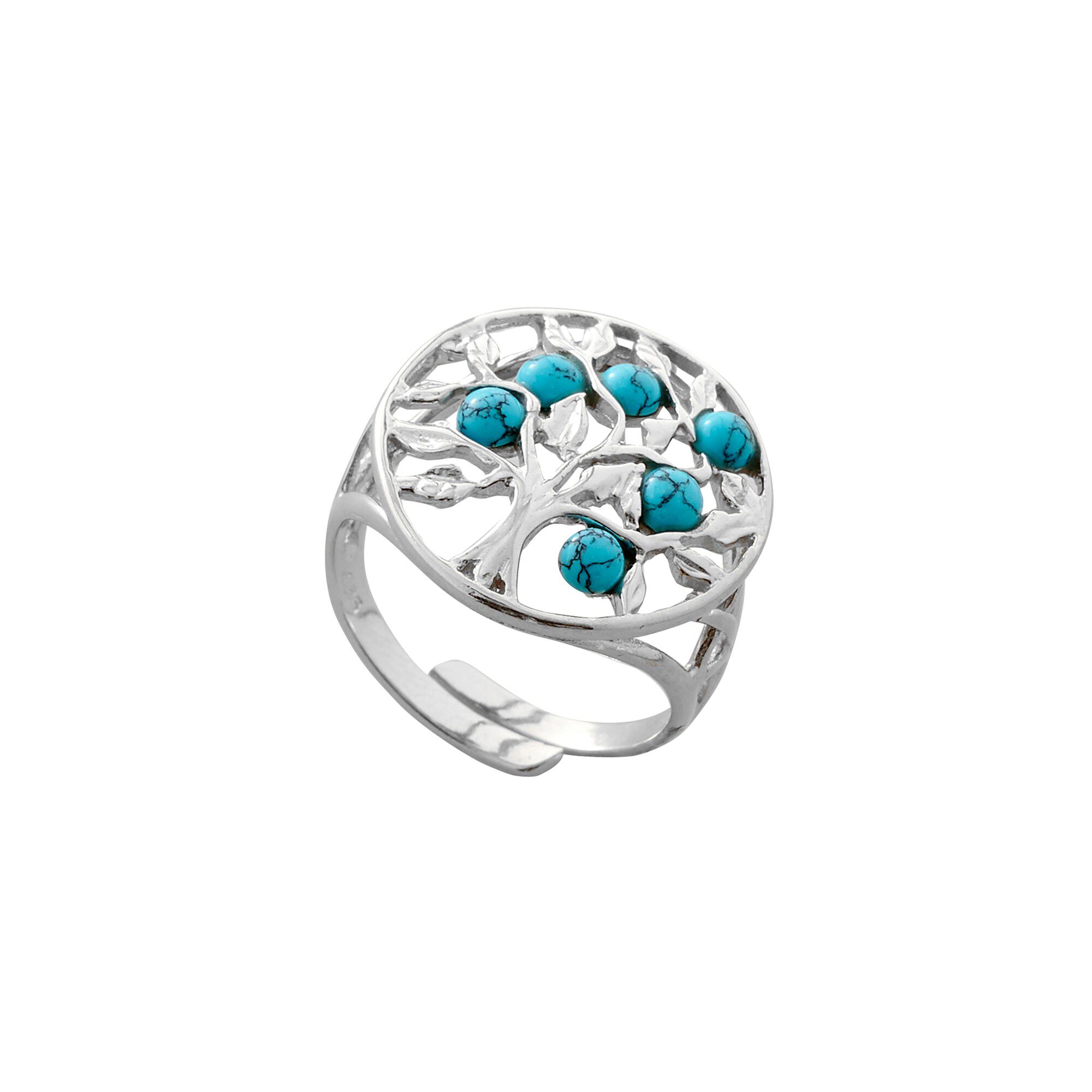 Bague ajustable pierre turquoise et argent
