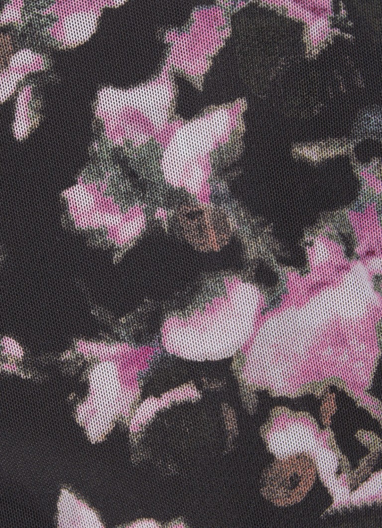 Poloprůhledný síťovaný crop top Ganni s potiskem