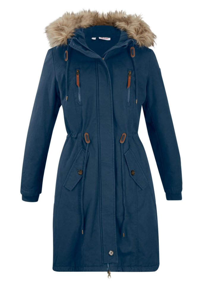 Winterparka mit Fellimitat-Kapuze