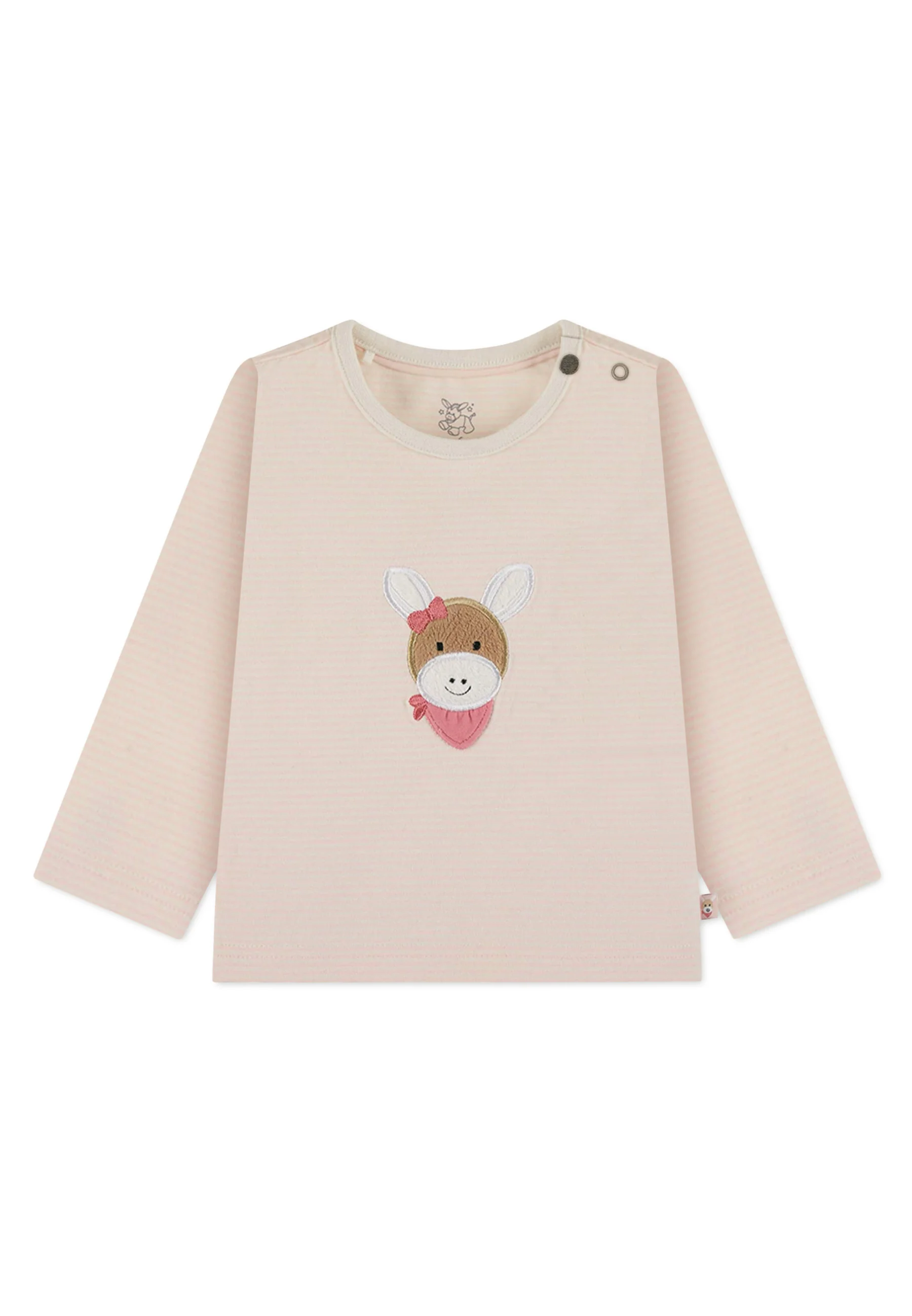 GOTS Langarm-Shirt Esel Emmi Girl, Rosa geringelt