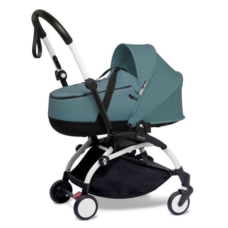 Poussette Yoyo2 4 roues châssis blanc nacelle aqua Babyzen