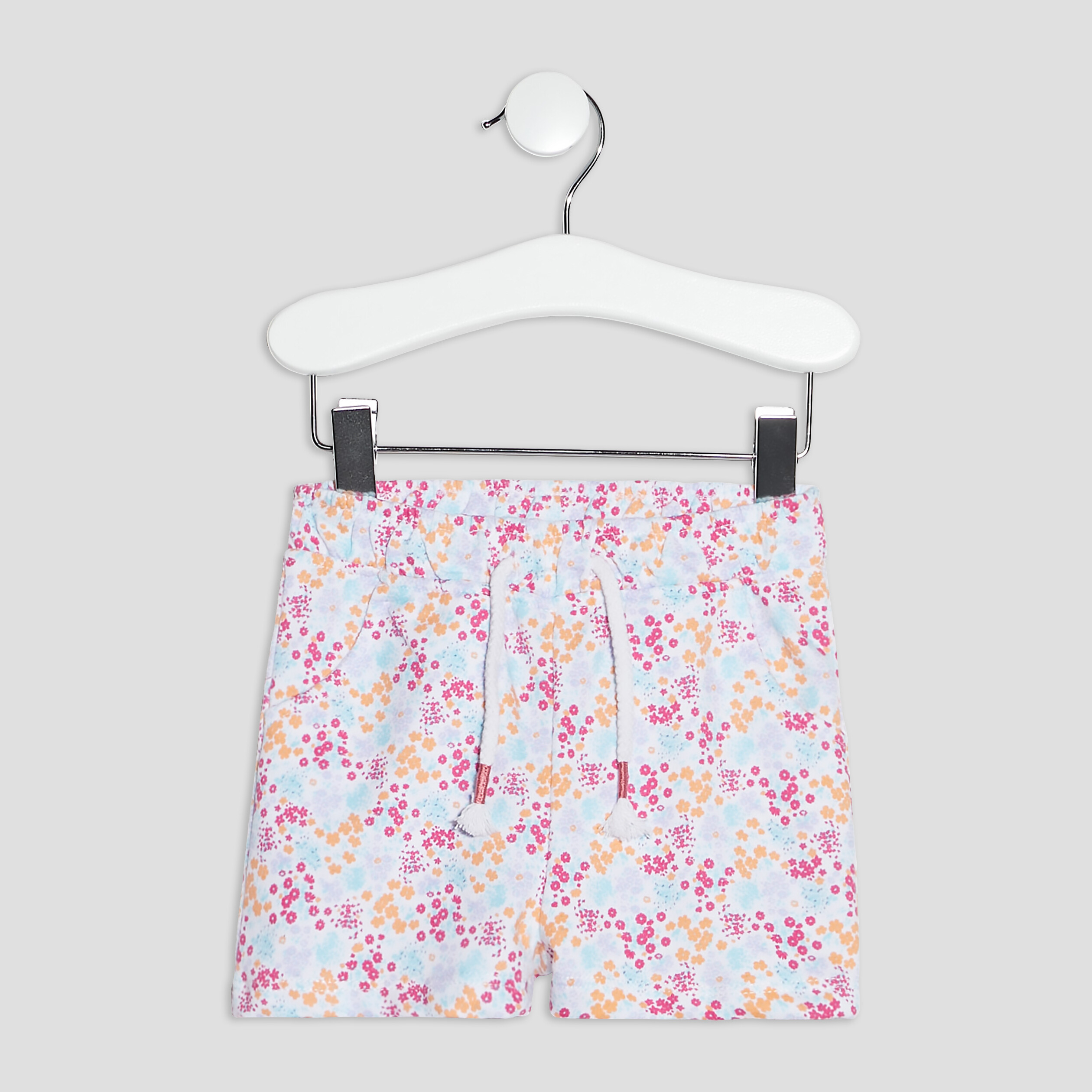 Short droit taille élastiquée blanc bébé fille | La Halle