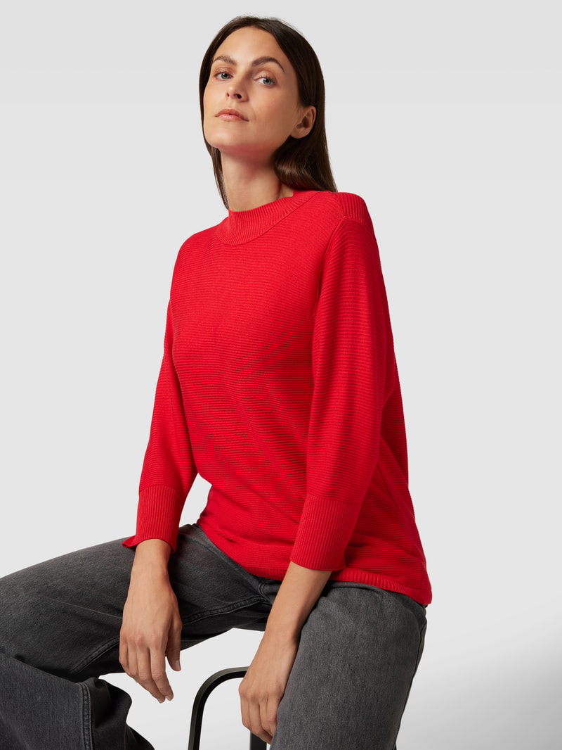 Strickpullover in Feinripp-Optik in rot