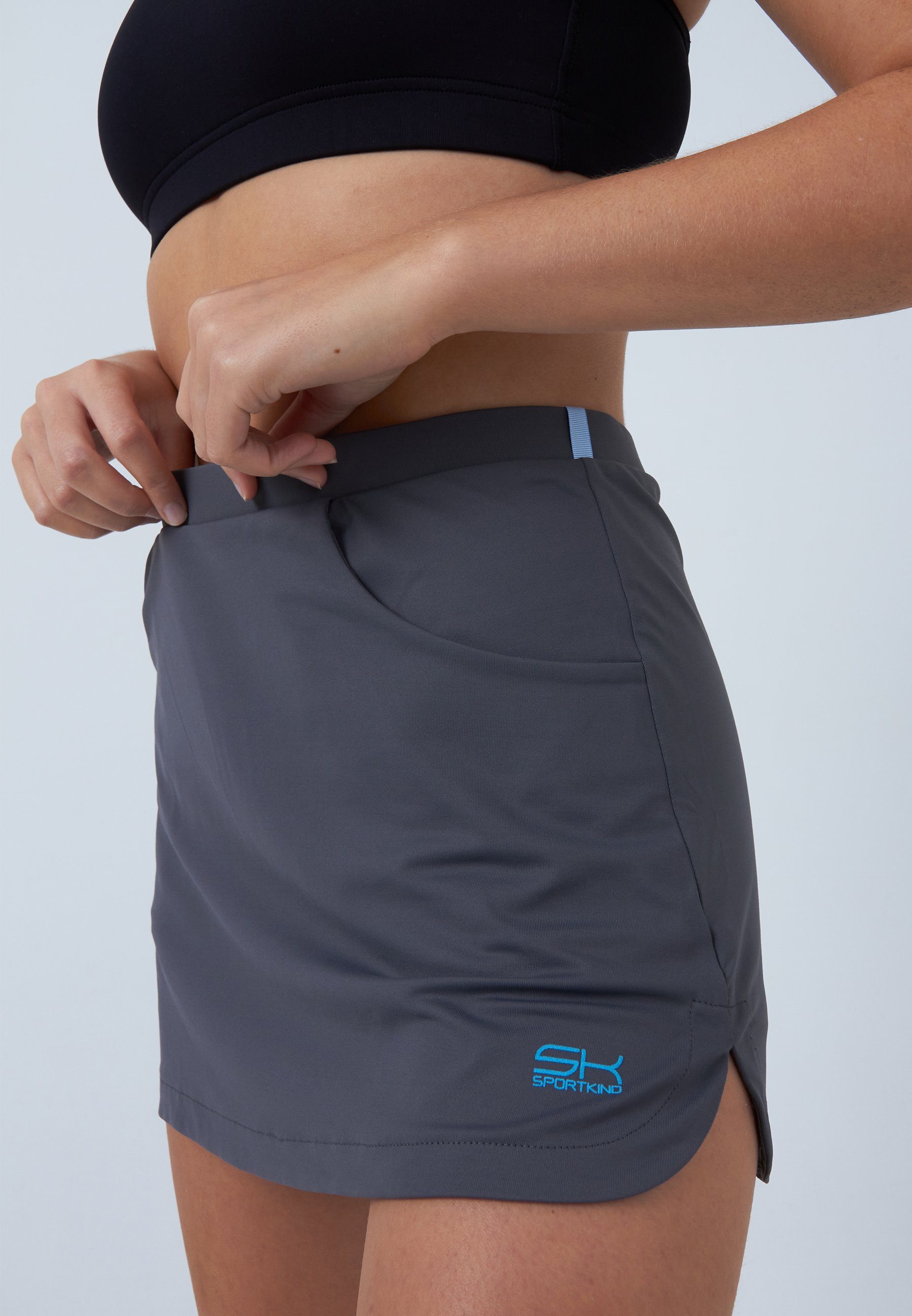 SPORTKIND Tennisrock Classic Tennis Skort mit Taschen Mädchen & Damen grau
