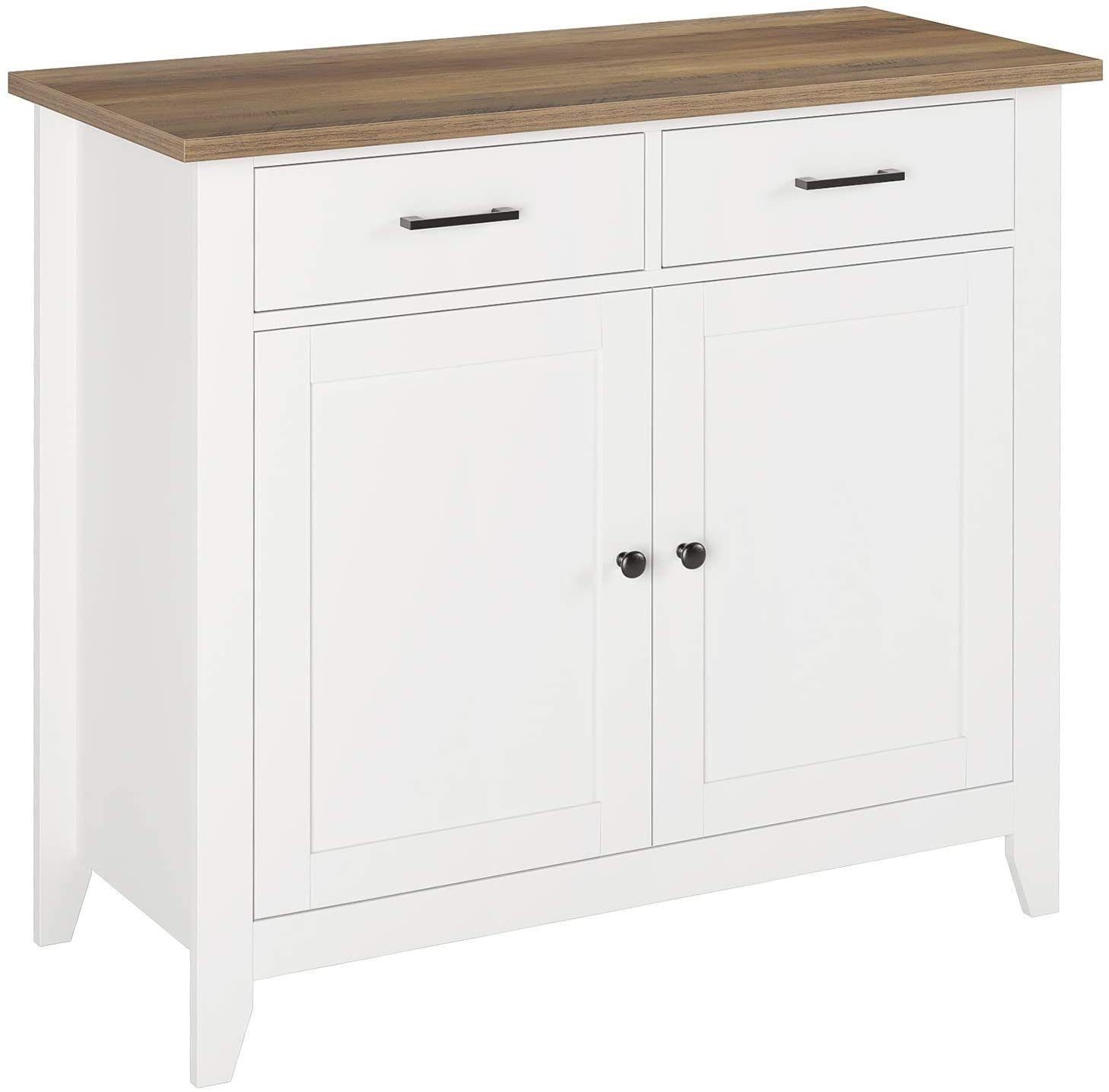 HOMECHO Buffet Sideboard Weiß Küchenschrank mit 2 Schubladen 2 Türen