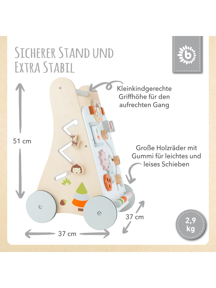 Bieco Spielwaren Lauflernwagen Holz mit Aktivitäten in Weiß günstig kaufen onesize