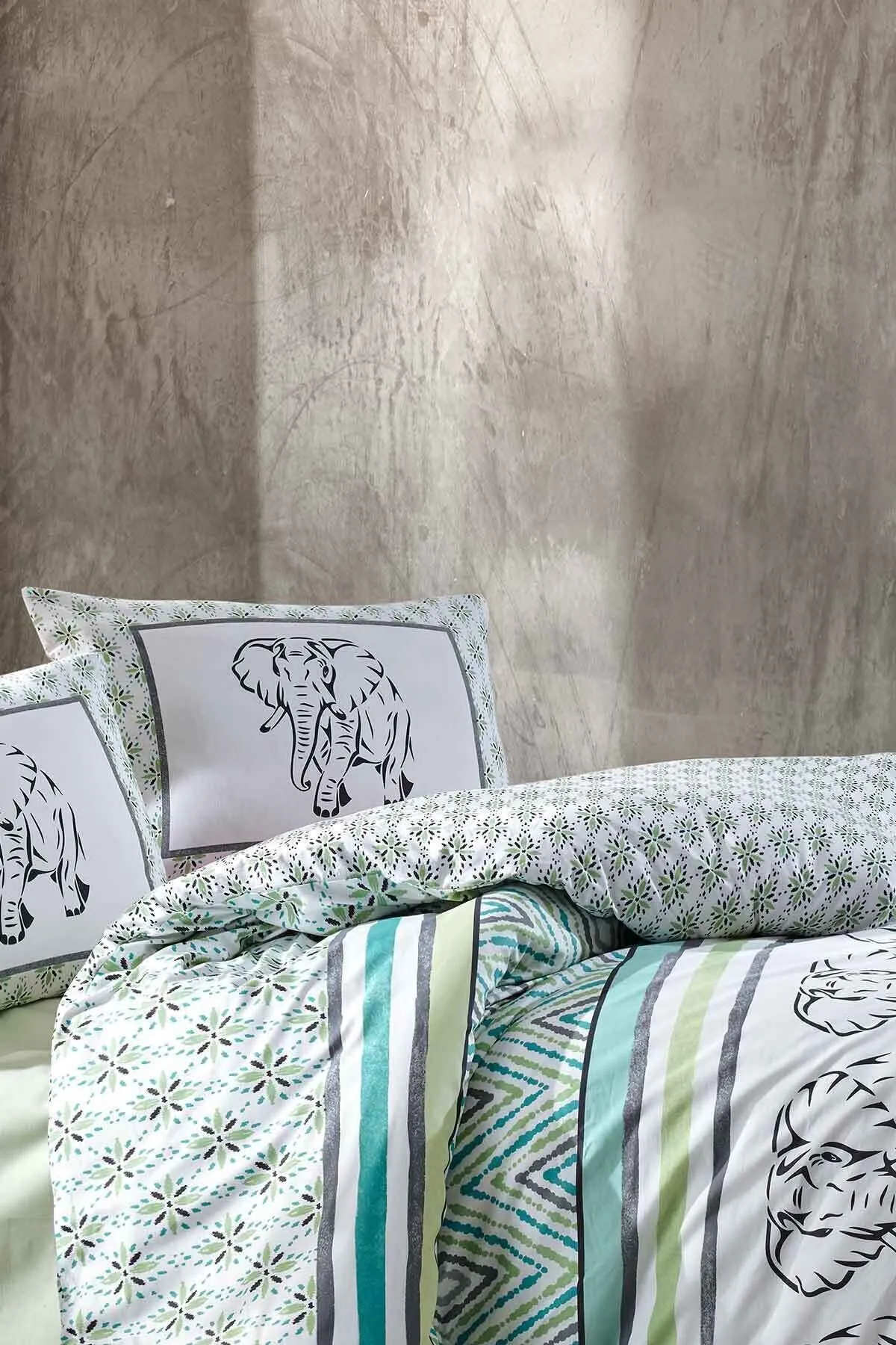 Elart  Breeze of Peace Bettbezug-Set für Doppelbett, 100 % natürliche Baumwolle, Ranforce, 4-teilig