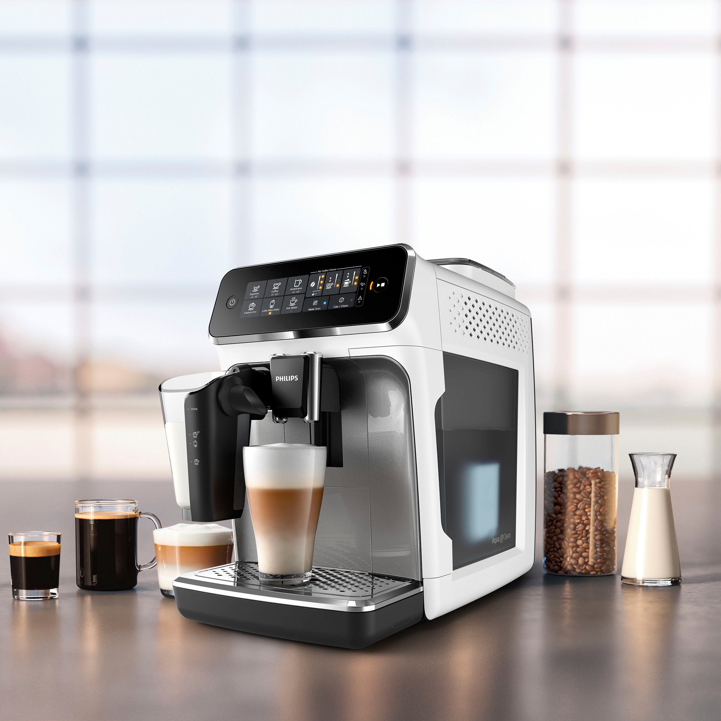 Philips Kaffeevollautomat 3200 Serie EP3243/70 LatteGo, inkl. gratis Genusspaket im Wert von UVP 49,99 €, weiß