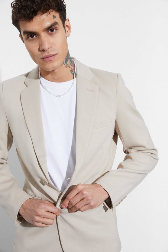 Einreihiger Skinny Jersey-Blazer
