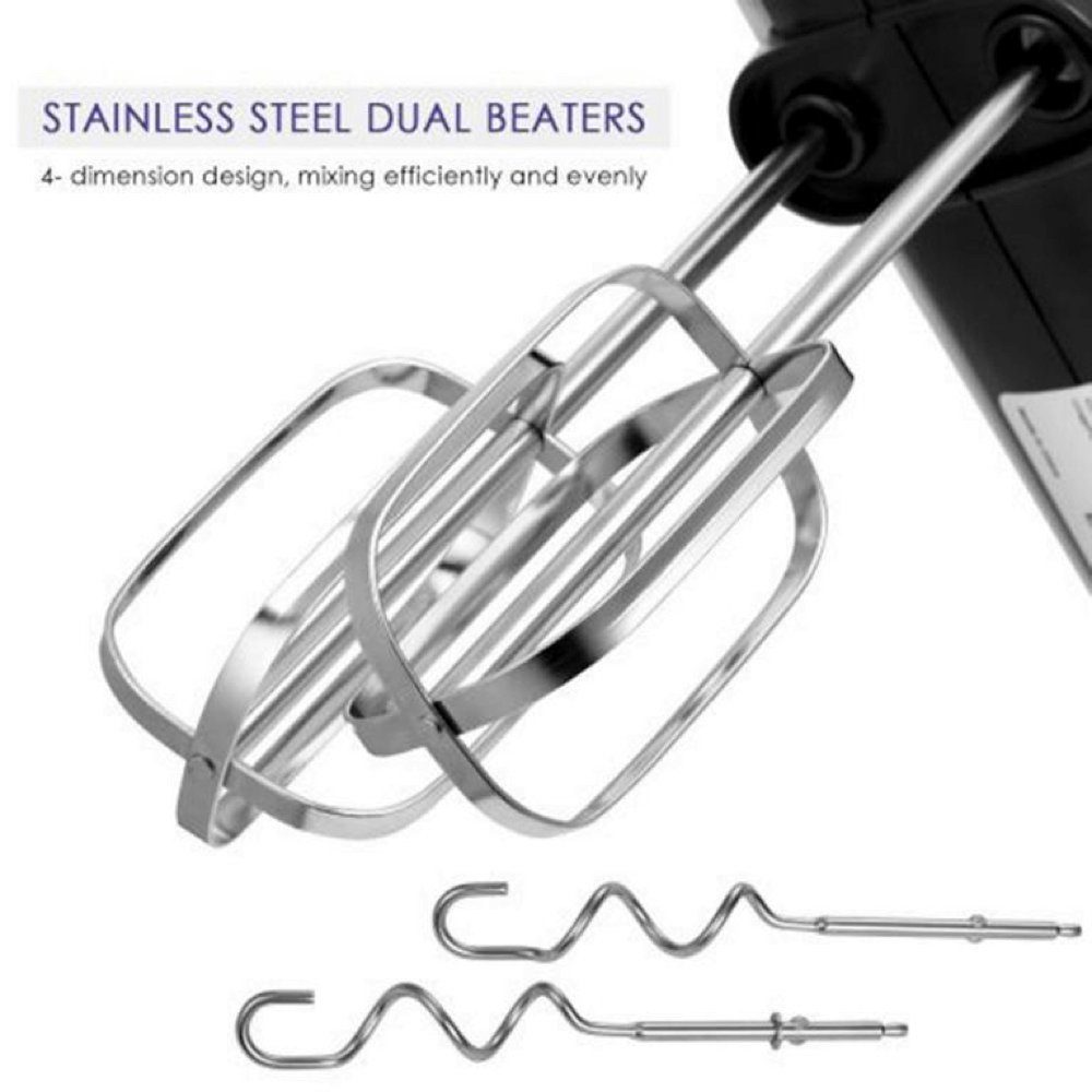 AICOK Handmixer HM833, 300,00 W, elektrisches Rührgerät mit 2 Rührbesen, 2 Knethaken