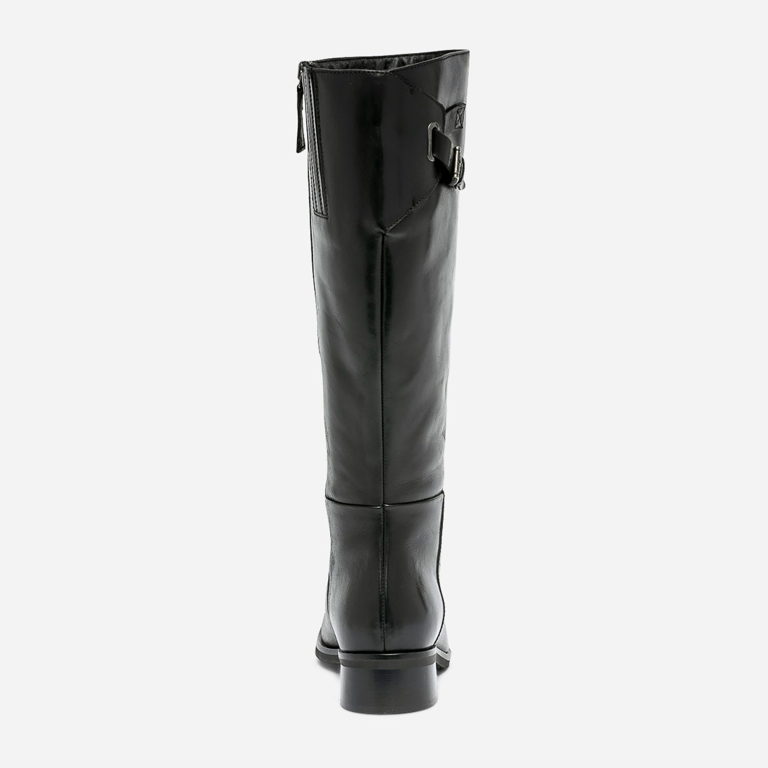 Botte noire en cuir pour mollet large