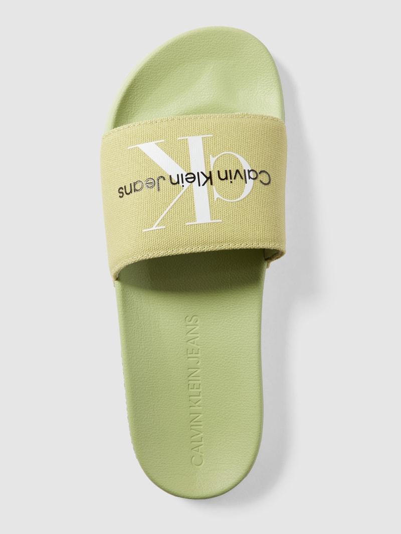 Slides mit Label-Print in neon gelb
