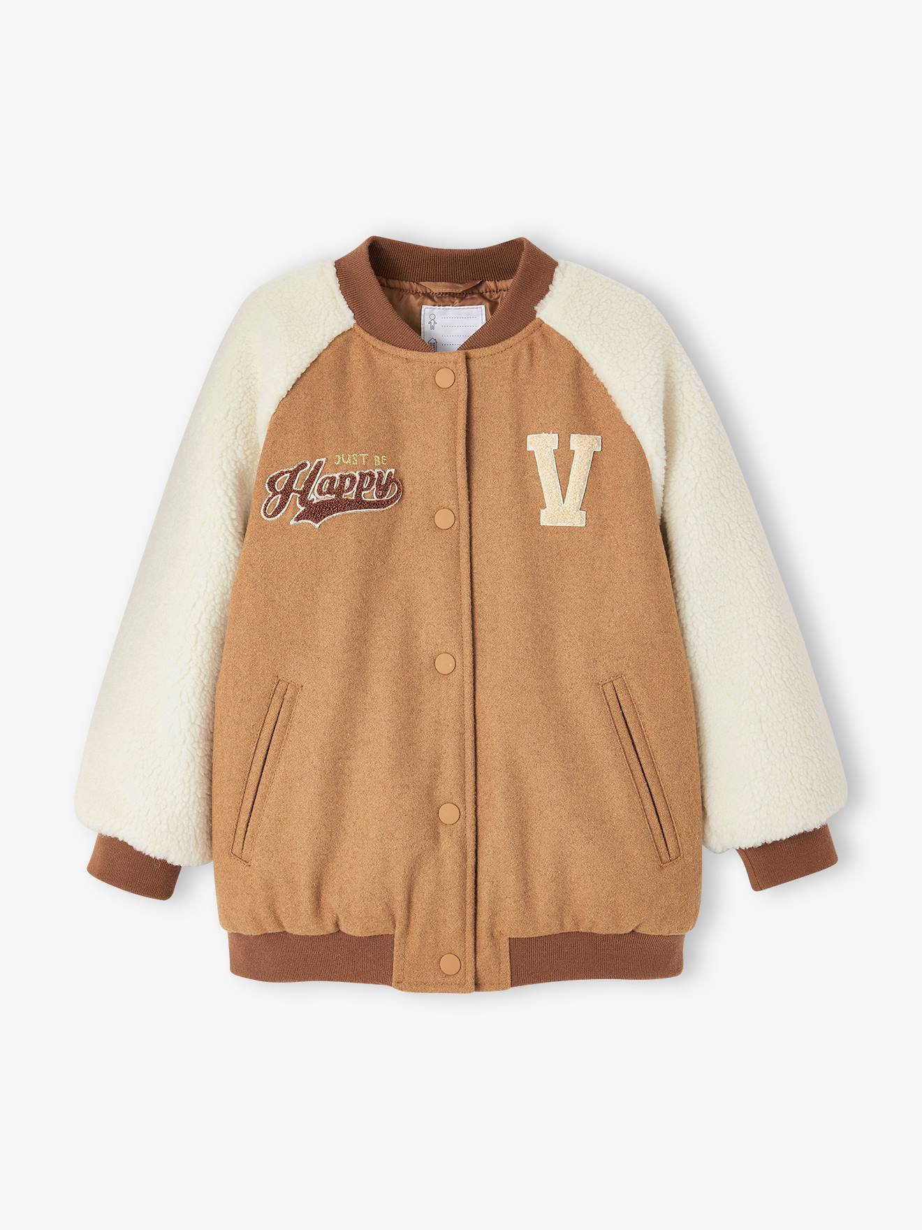 Vertbaudet Mädchen Collegejacke, Materialmix - camel
