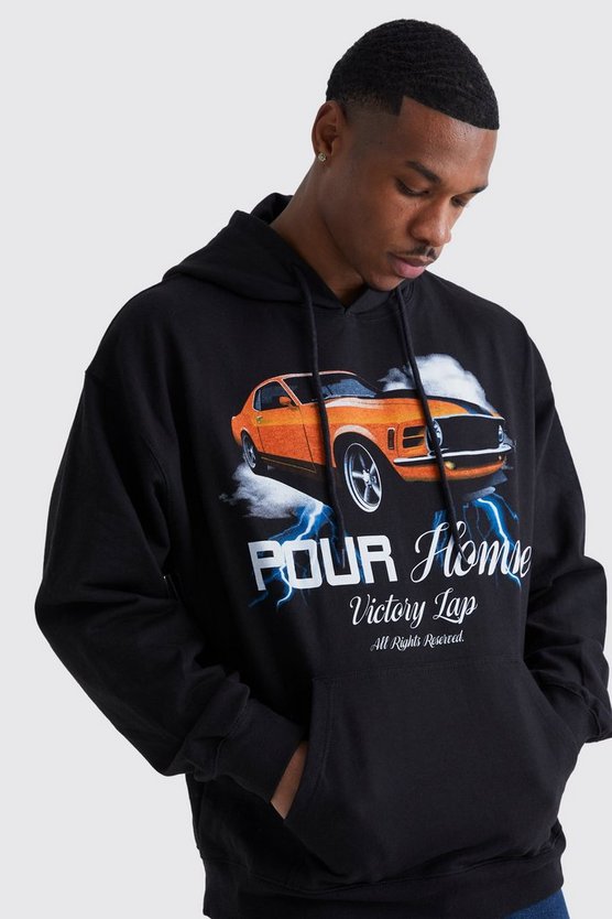 Oversize Hoodie mit Pour Homme Car Print