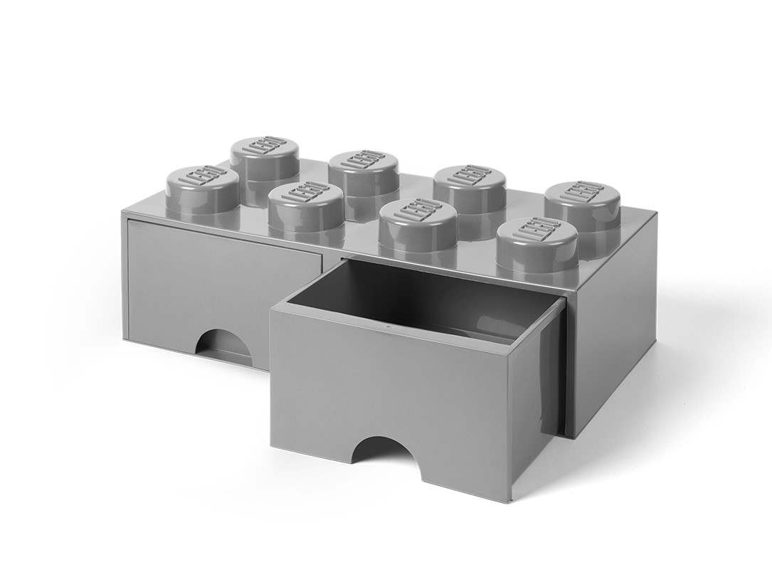 LEGO® Aufbewahrungsstein mit 8 Noppen und Schubfächern in Steingrau 5005720