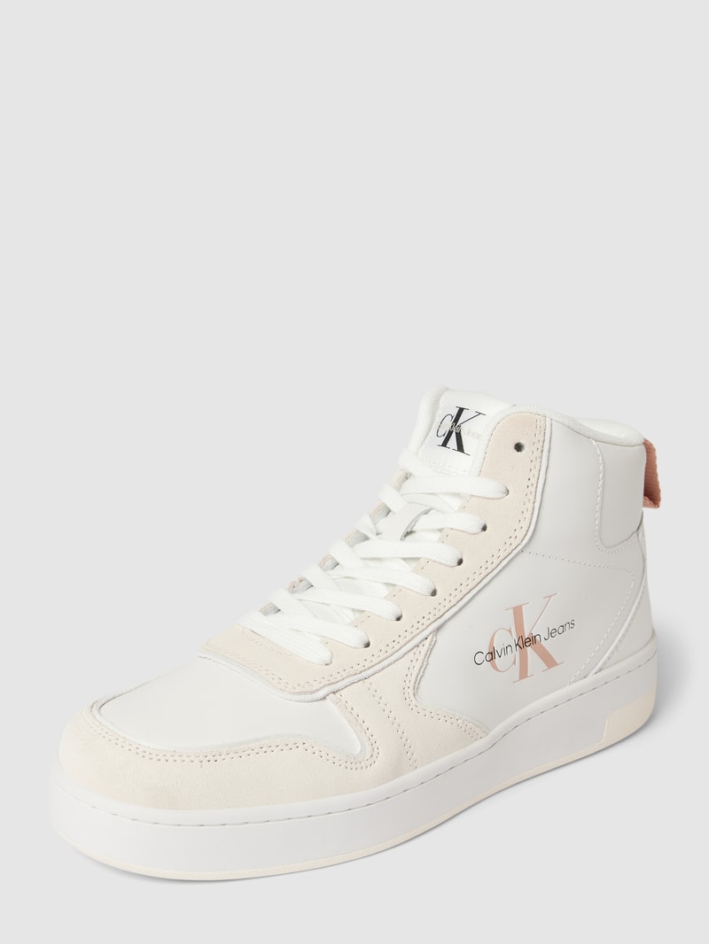 High Top Sneaker mit Label-Details Modell 'BASKET' in beige