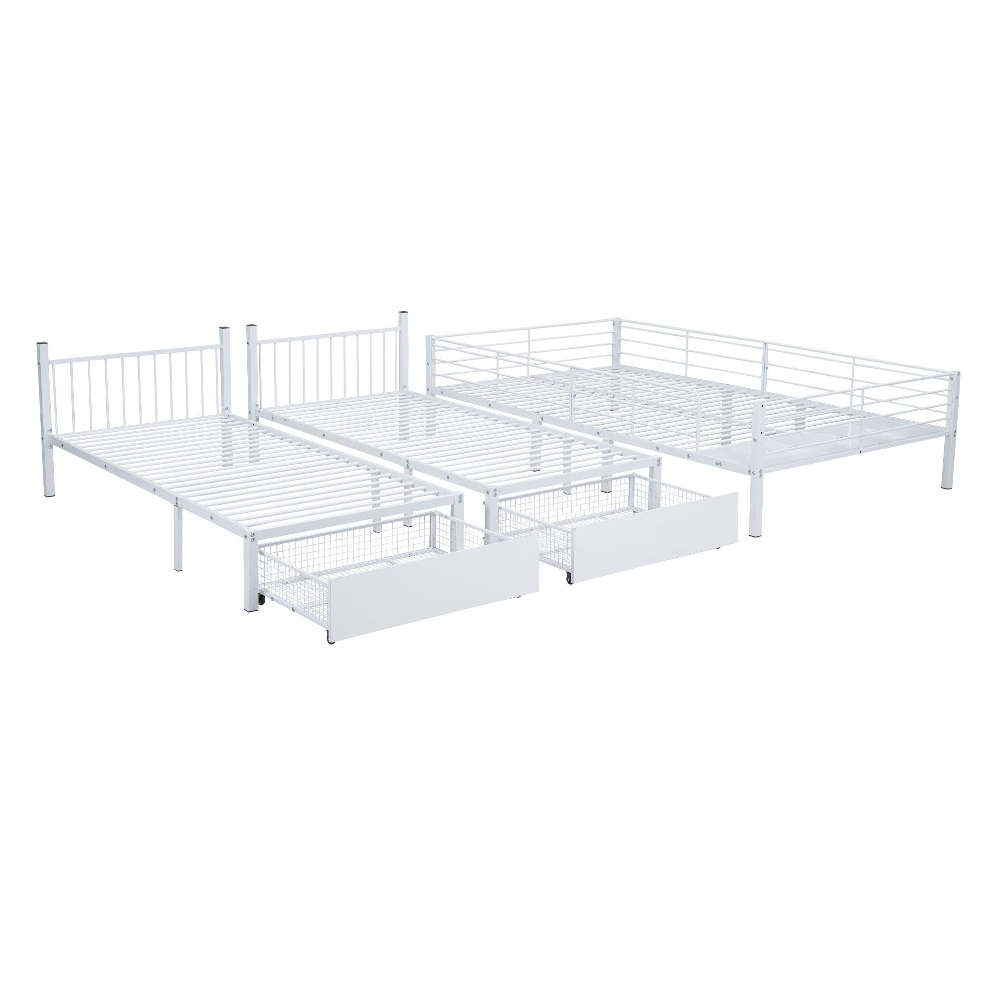 DEEP POWER Metallbett Etagenbett mit Schubladen Metallbett Doppelbett Einzelbett 140X200cm