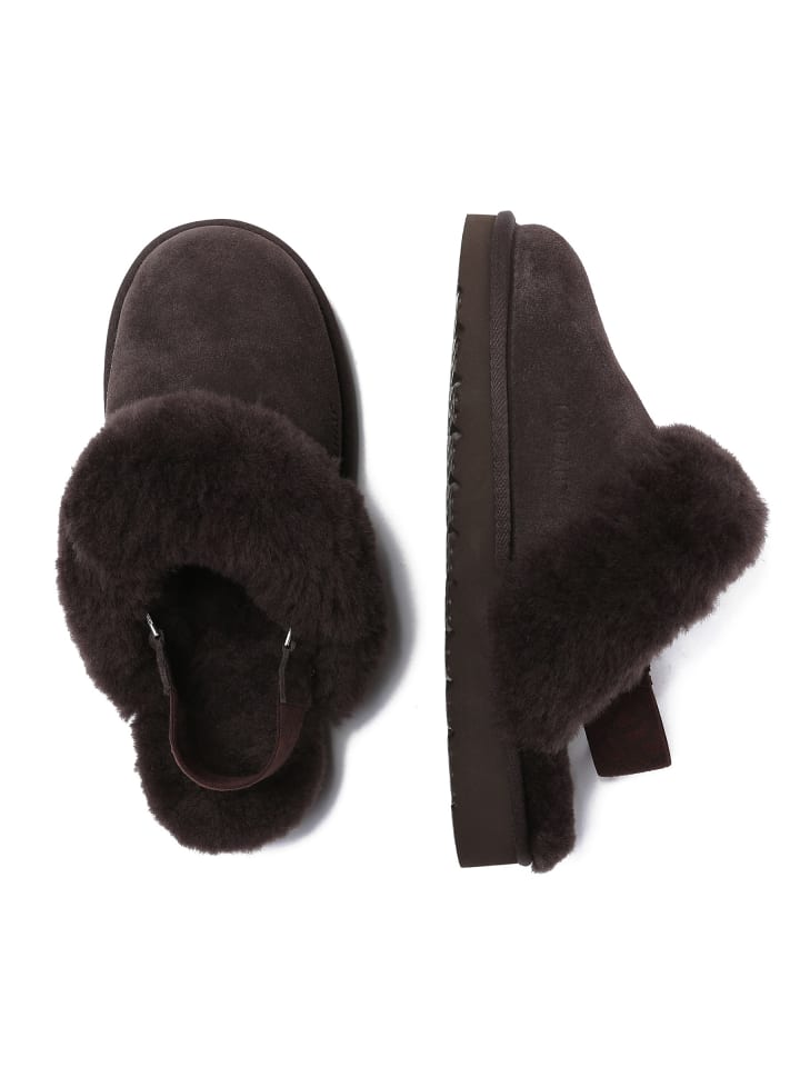 EVERAU Australia Abnehmbare Riemen Slingback Hausschuhe Pelican in Schokolade günstig kaufen