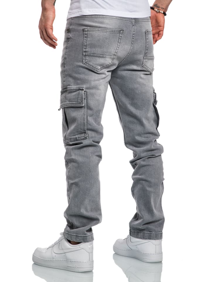 Amaci&Sons Regular Slim Cargo Jeans MIAMI in Hellgrau günstig kaufen