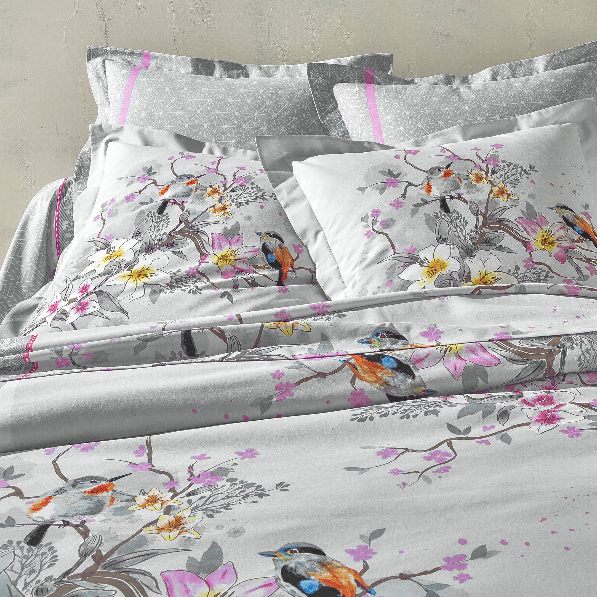 Linge de lit Birdy en coton imprimé oiseaux