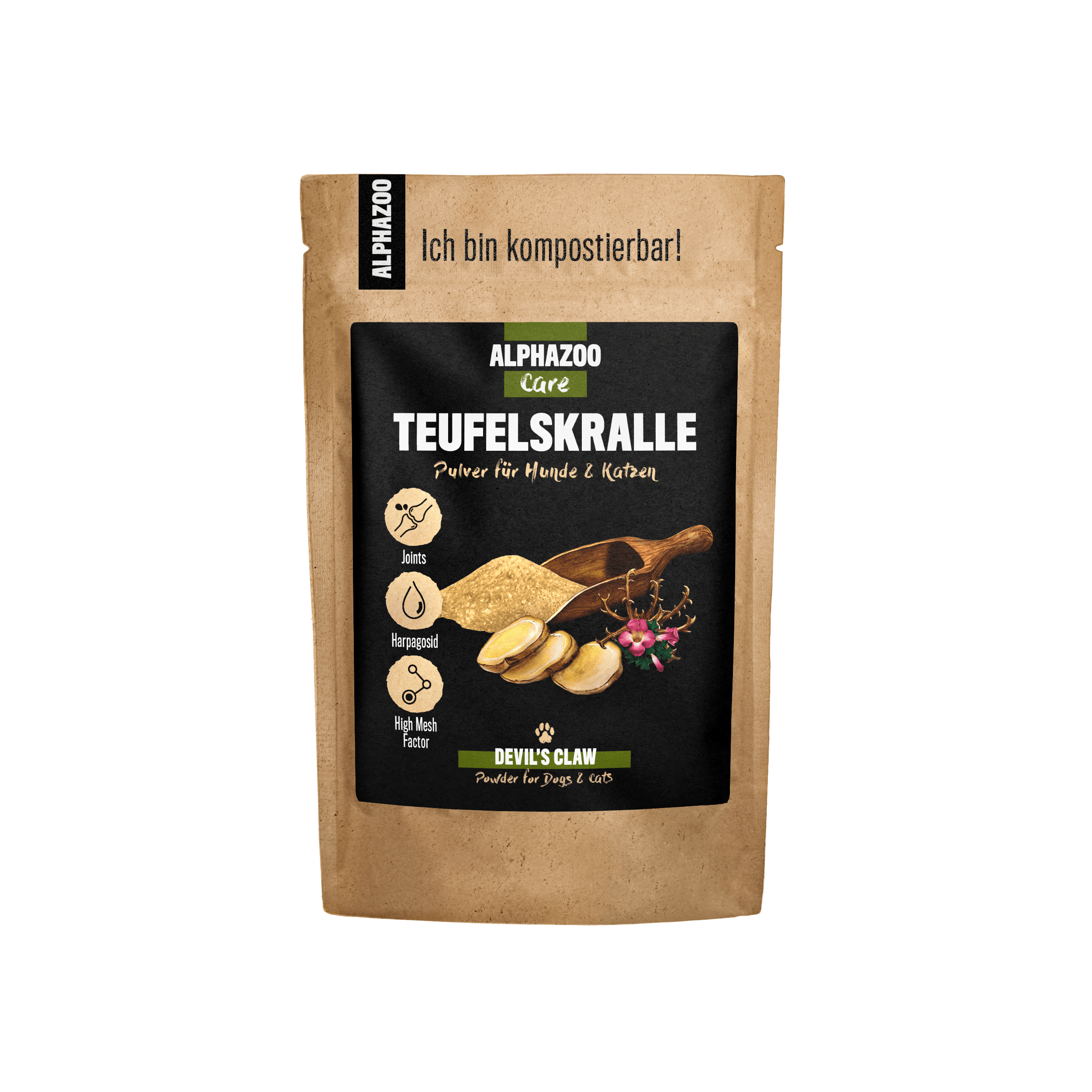ALPHAZOO Ergänzungsfutter & Aufzucht ALPHAZOO Afrikanische Teufelskralle gemahlen für Hunde und Katzen 100 g