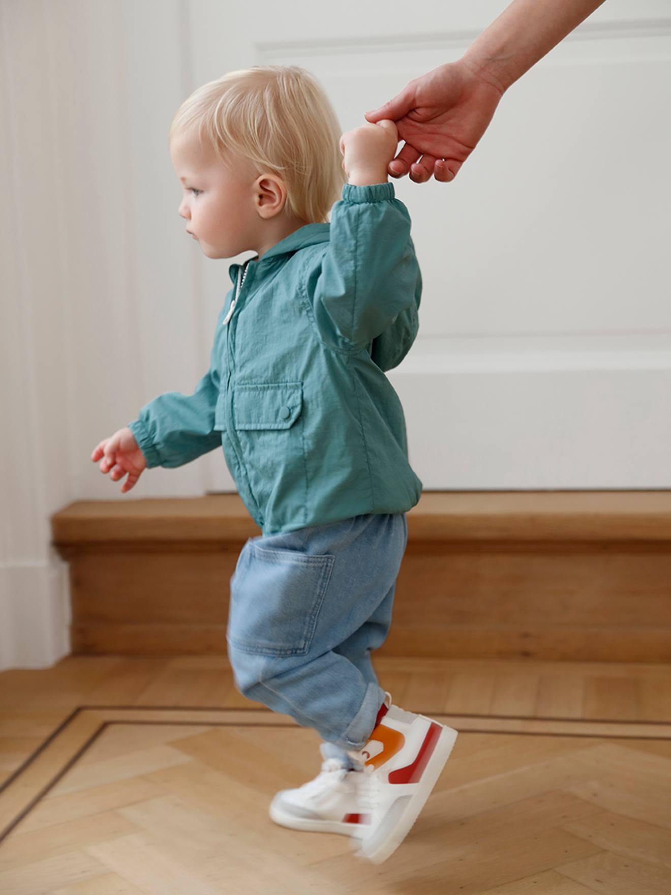 Blouson à capuche bébé garçon sauge