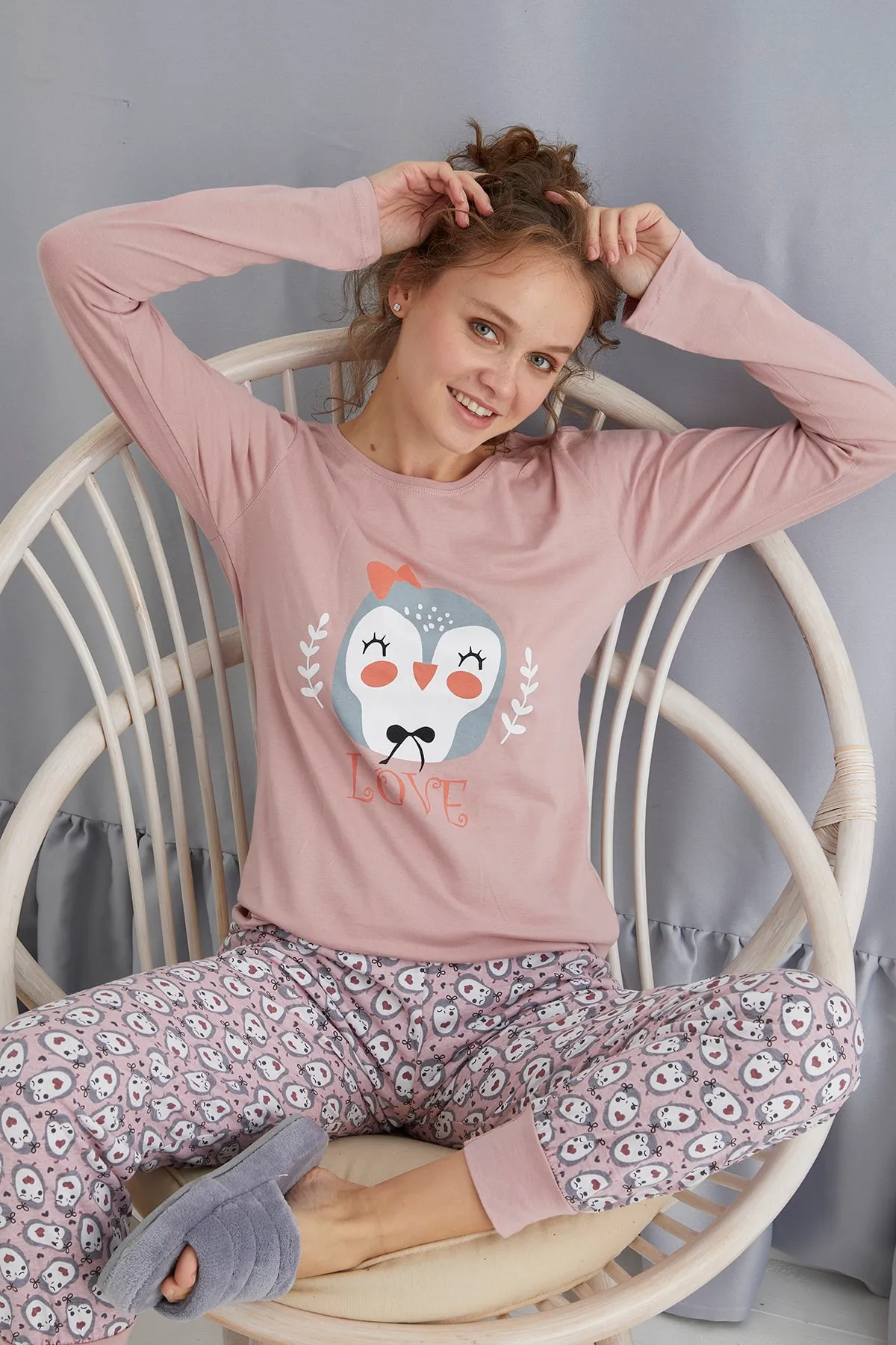 STRAWBERRY  LANGÄRMELIGES PYJAMA-SET AUS BAUMWOLLE