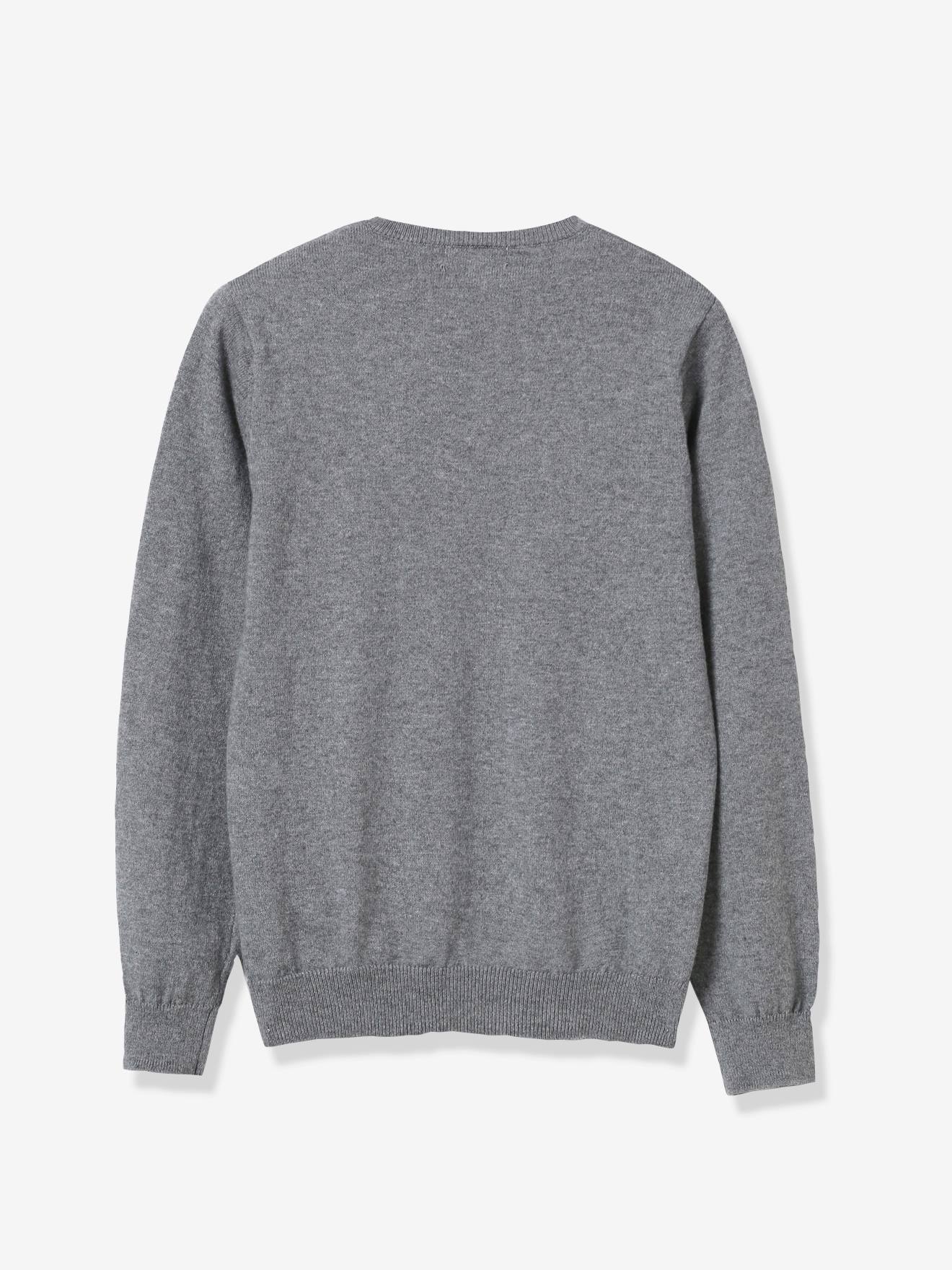 Pull col V garçon gris foncé