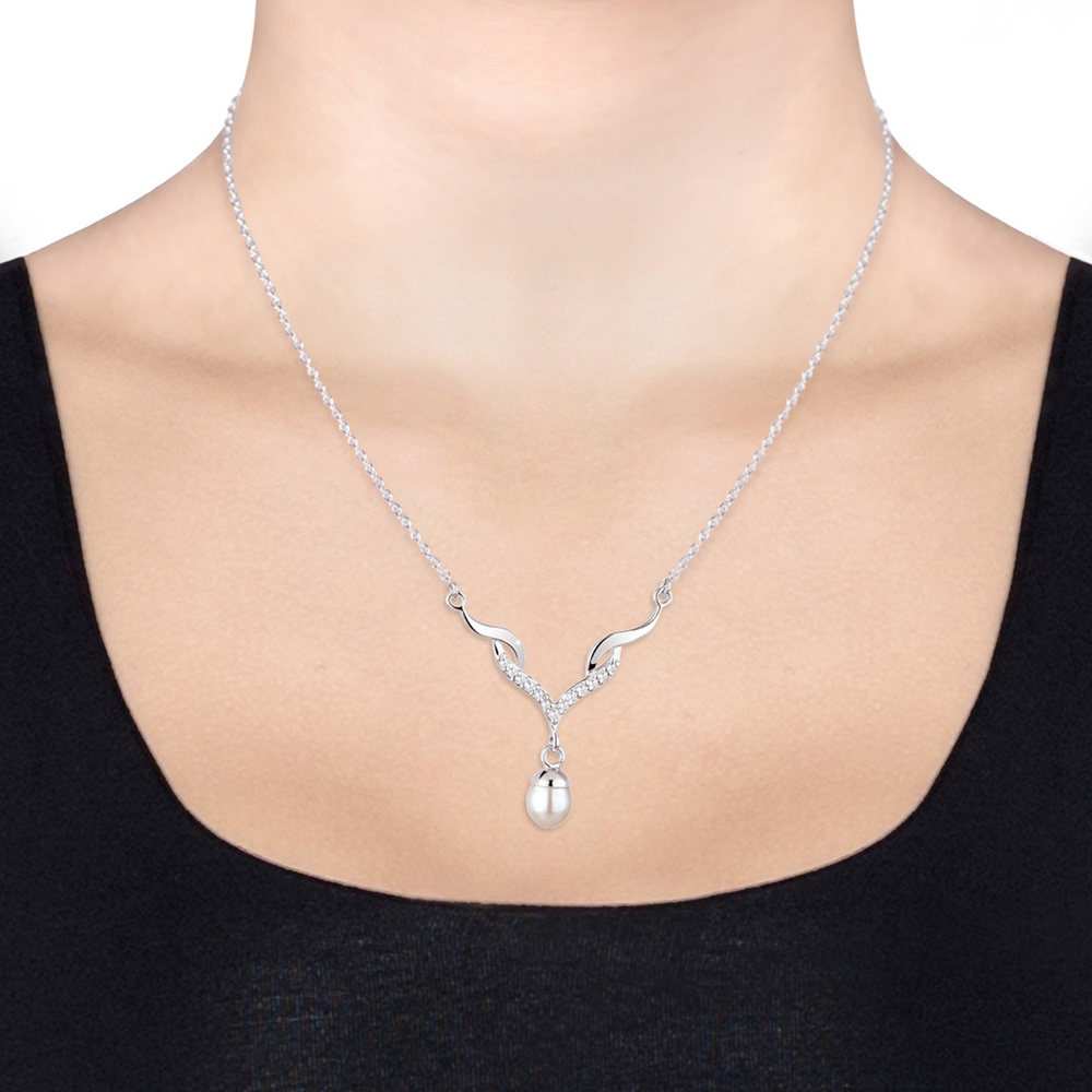 Elli Elli Collier Festlich Perle Zirkonia 925 Sterling Silber collier