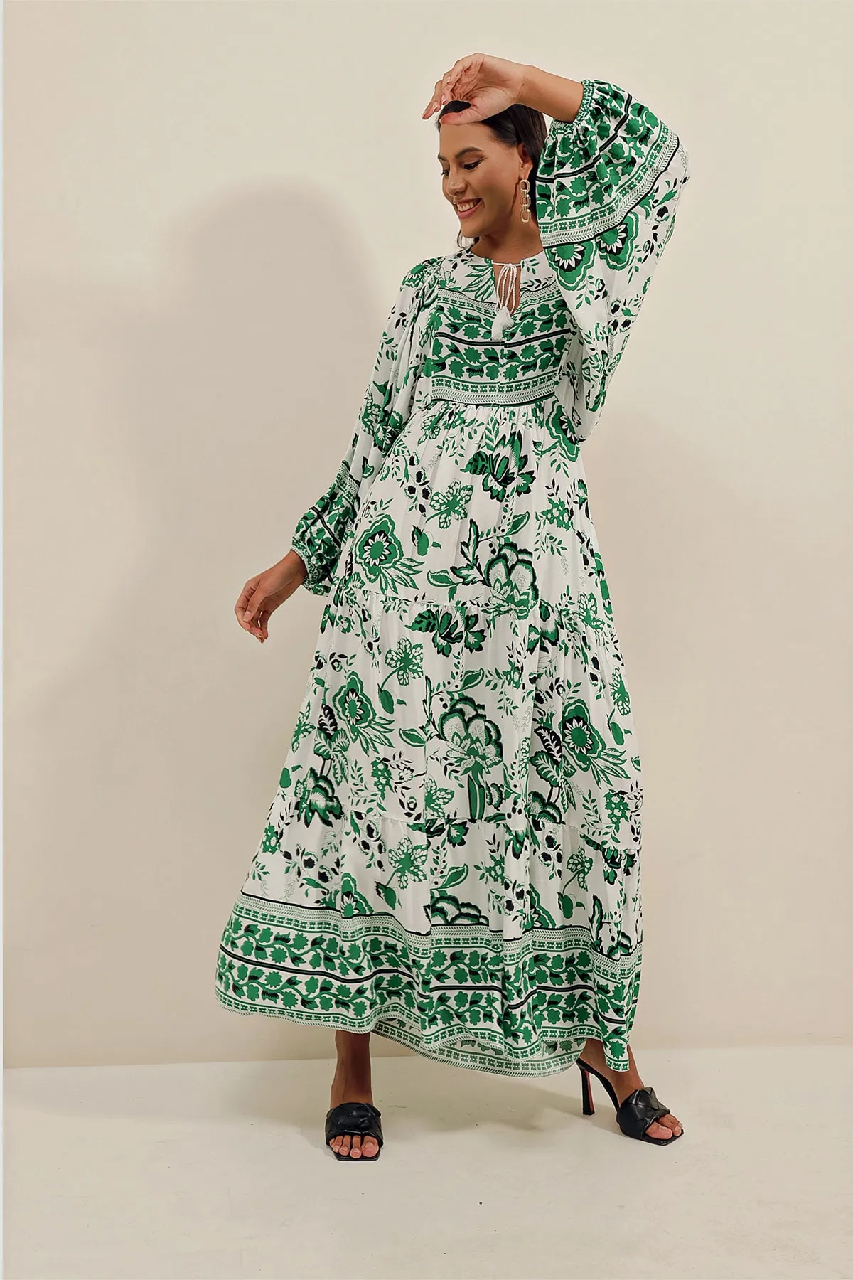 Bigdart  2420 Kleid mit Fledermausärmeln – E.grün