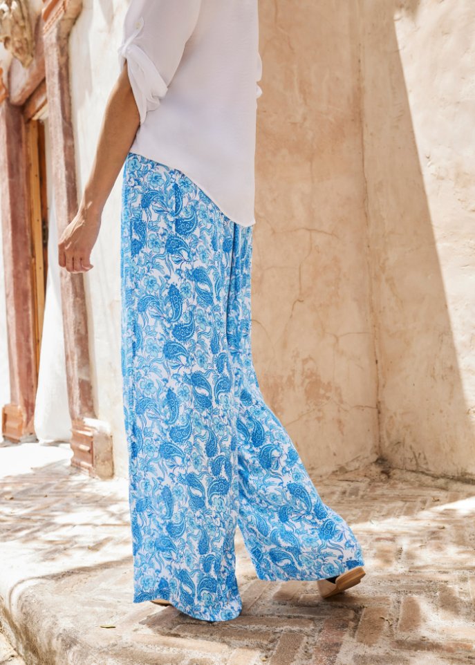 Viskose-Crinkle Palazzo-Hose mit Bequembund