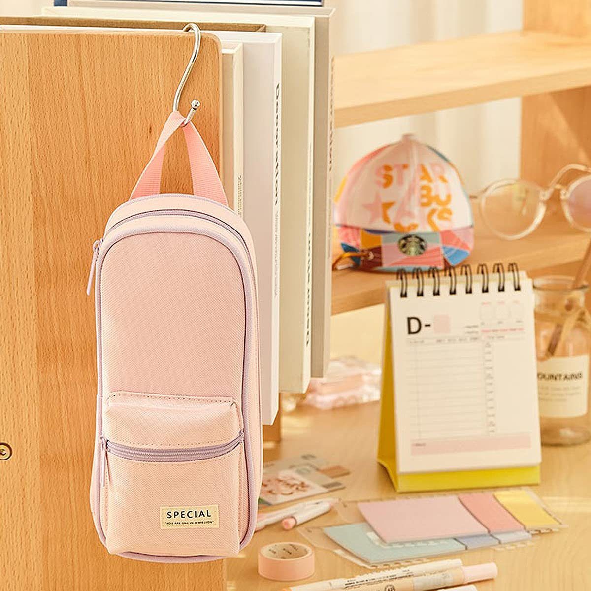 AMR HOME Federmäppchen Federmappe Jungen mit großem Fassungsvermögen 3 Fach Federtaschen, Schreibwaren, Stifttasche, Rosa