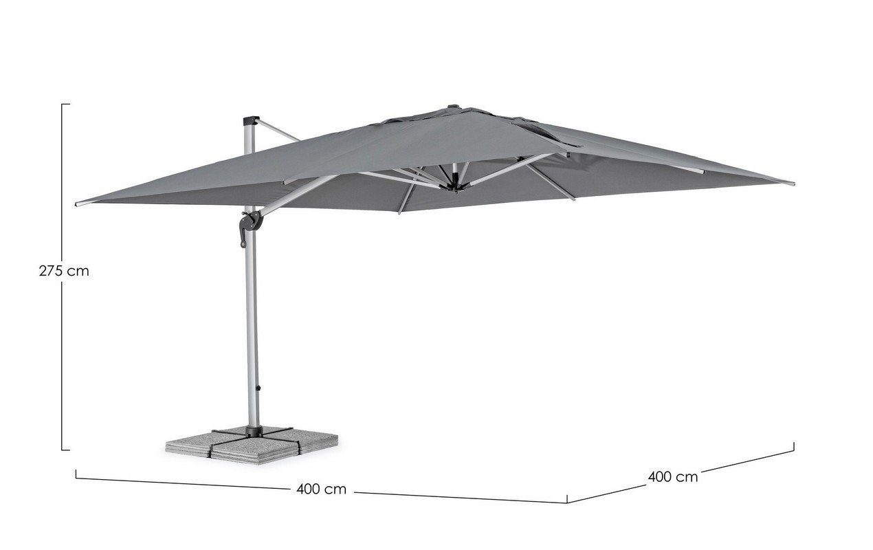 Natur24 Ampelschirm Ampelschirm Ines 400 x 400 x 278 cm Aluminium Dunkelgrau