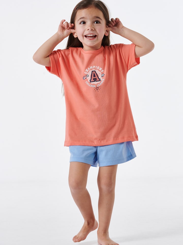Schiesser Pyjama Girls World Organic Cotton in koralle günstig kaufen