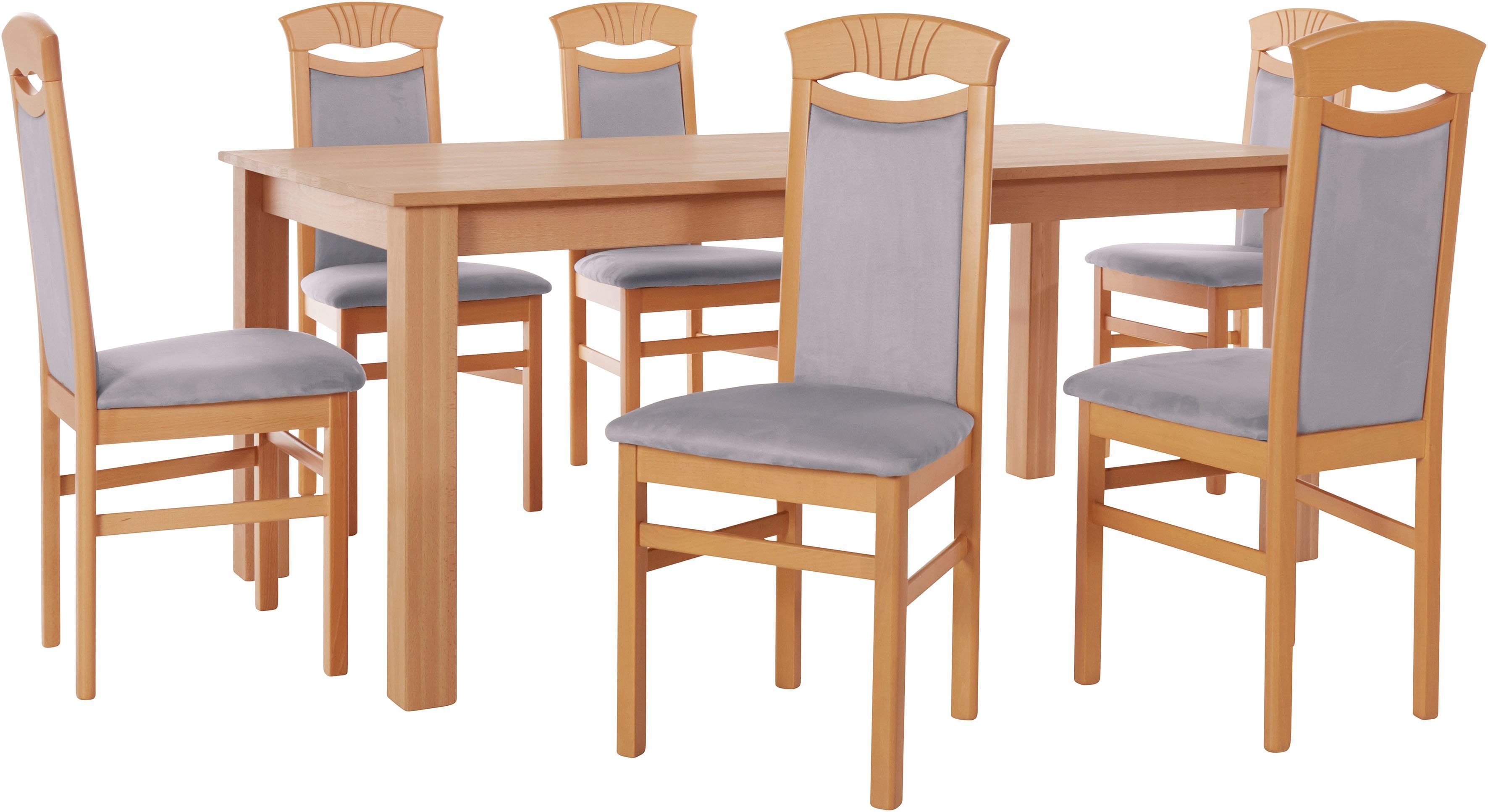Home affaire Essgruppe Luisa + Franz Set, (Set, 7-tlg., 7tlg), Buche Massivholz